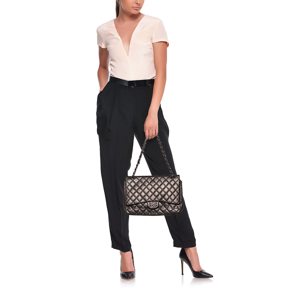 

Chanel Dark Grey Quilted Leather Maxi Classic Flap Bag