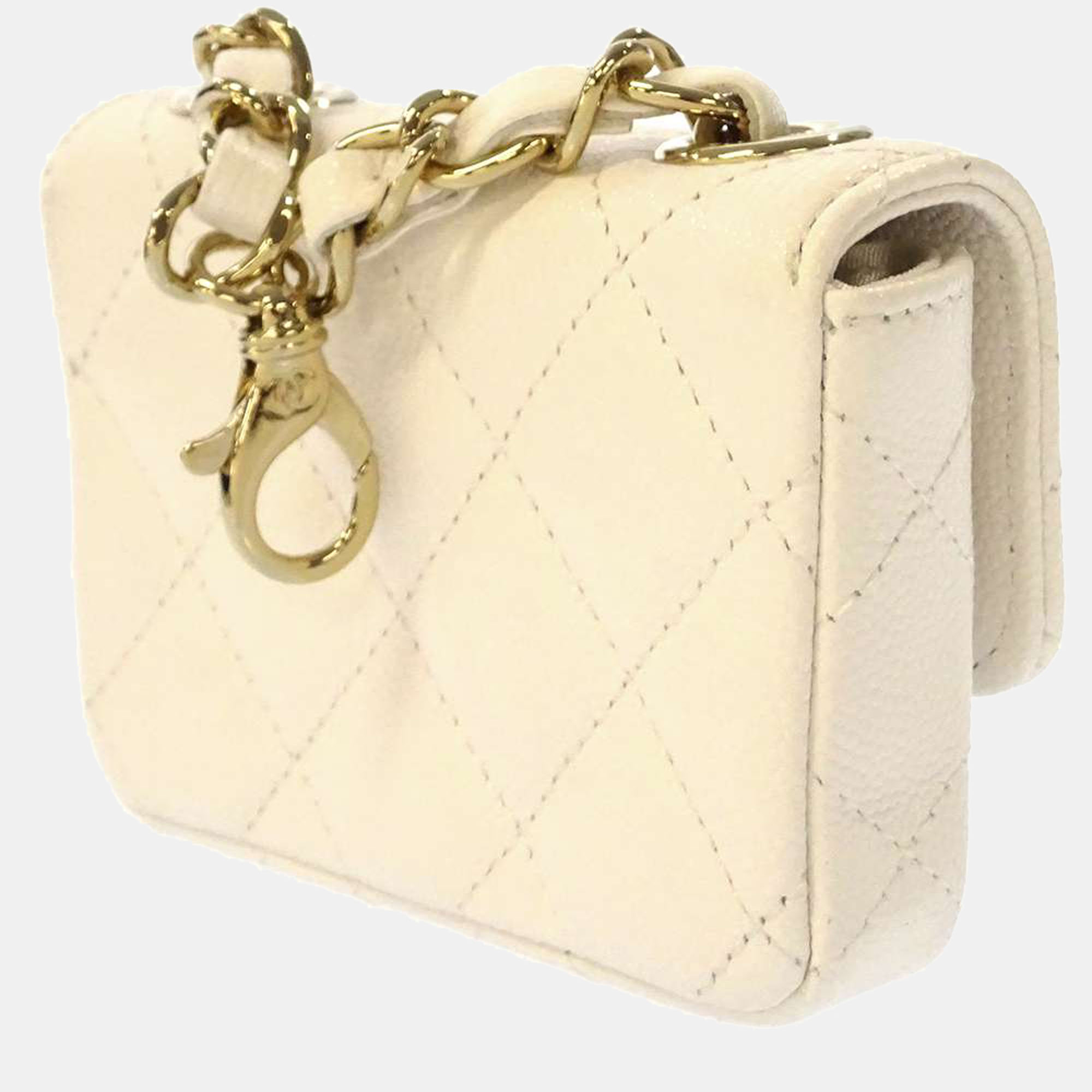 

Chanel White Caviar Leather Belt Bag