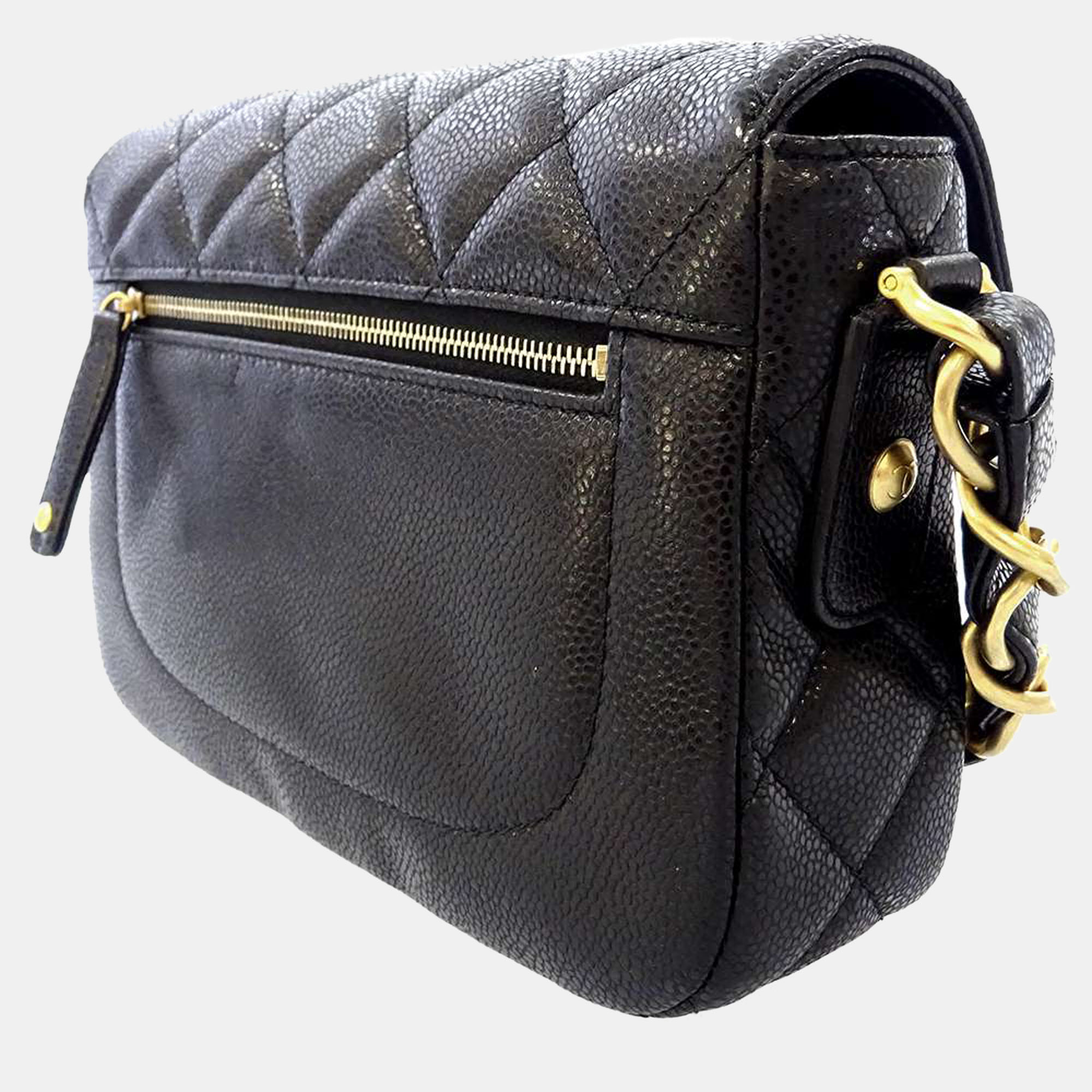 

Chanel Black Caviar Leather Vintage Flap Bag