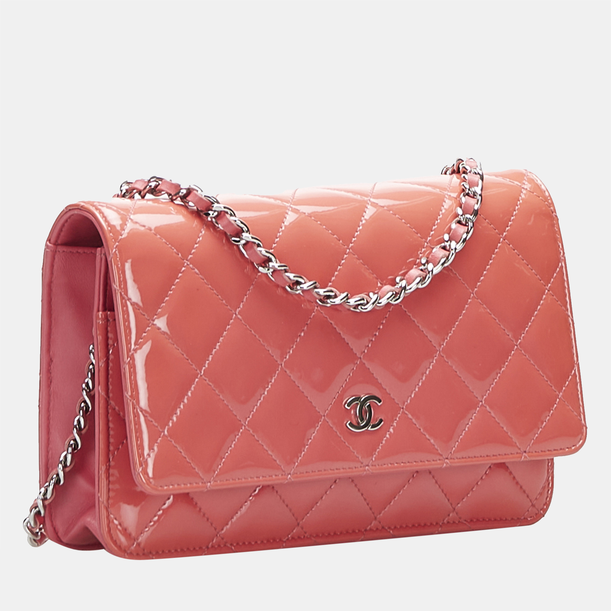 

Chanel Pink Classic Patent Wallet on Chain