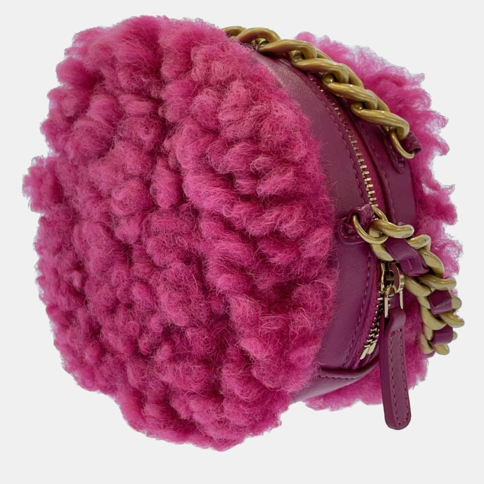 

Chanel Pink Shearling Leather 19 Round 19 Clutch Bag