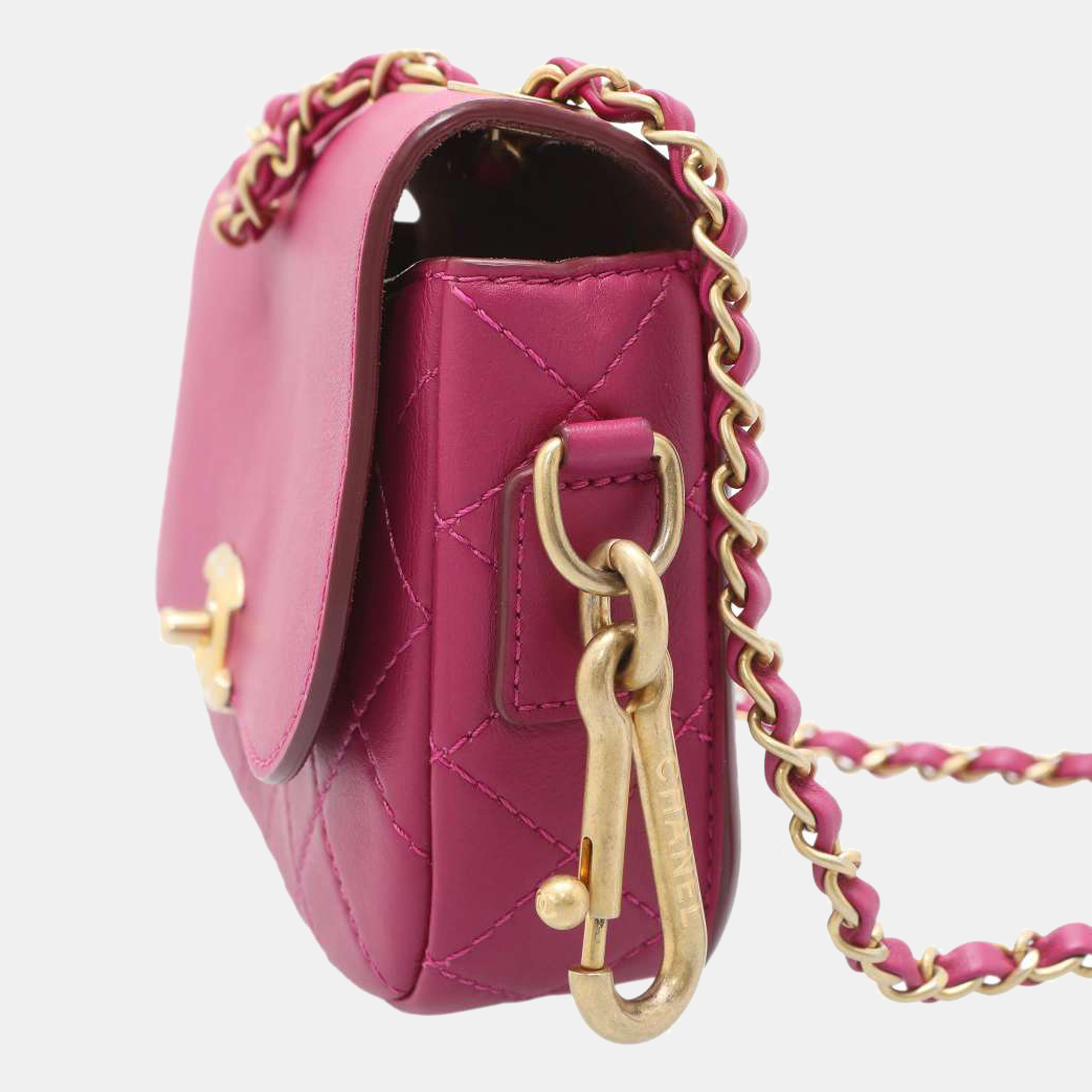 

Chanel Purple Quilted Lambskin Leather Chain Flap Bag With Coin Purse Shoulder Bag