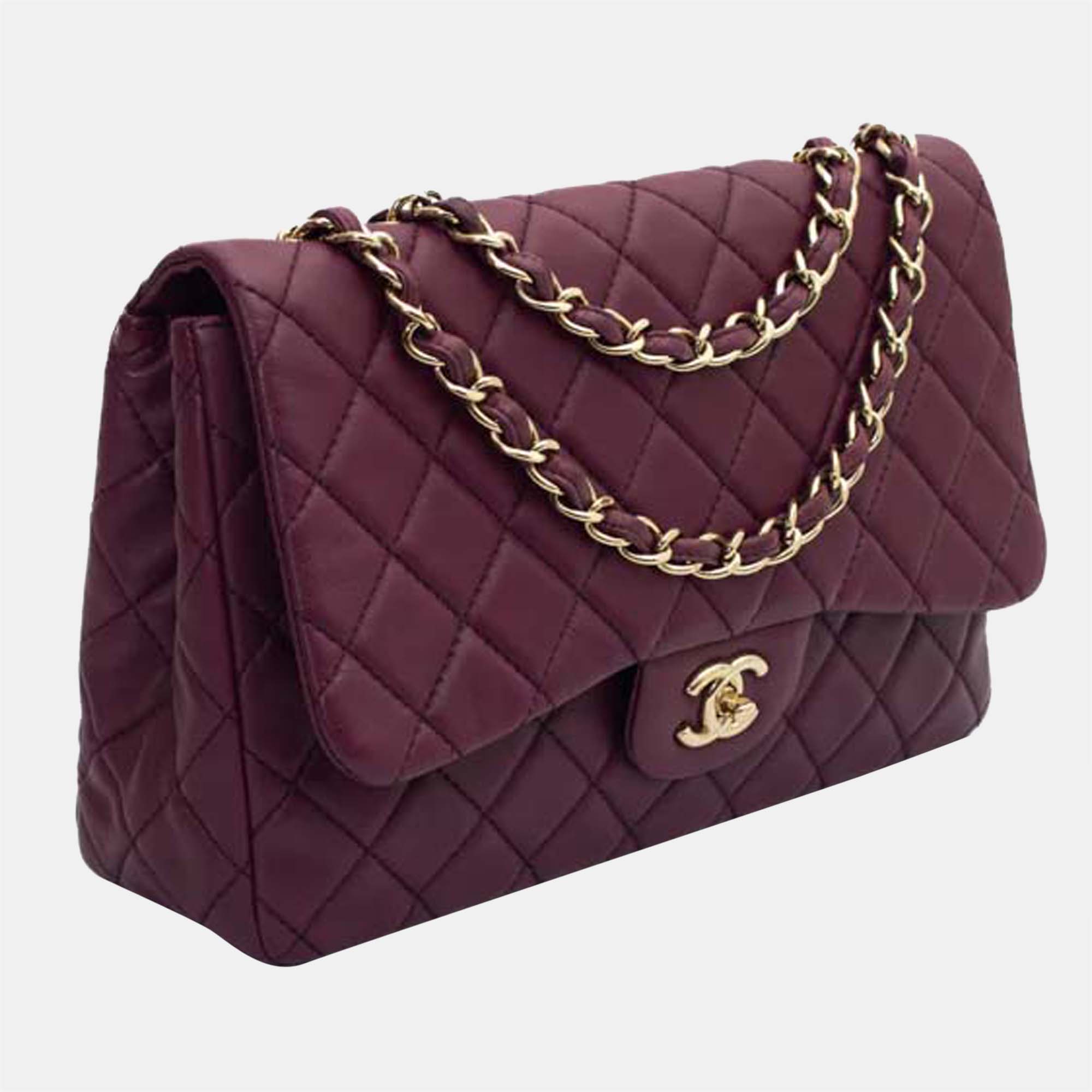 Chanel Burgundy Lambskin Leather Classic Single Flap Bag Chanel | TLC