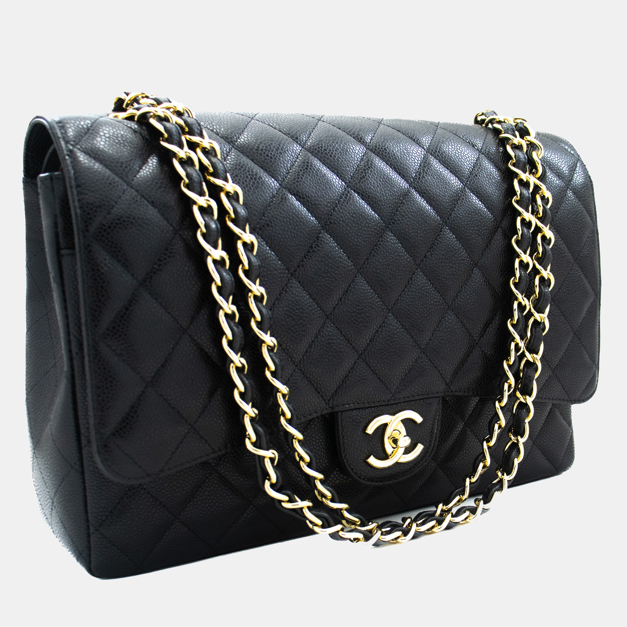 

Chanel Black Leather Maxi Classic Double Flap Shoulder Bag