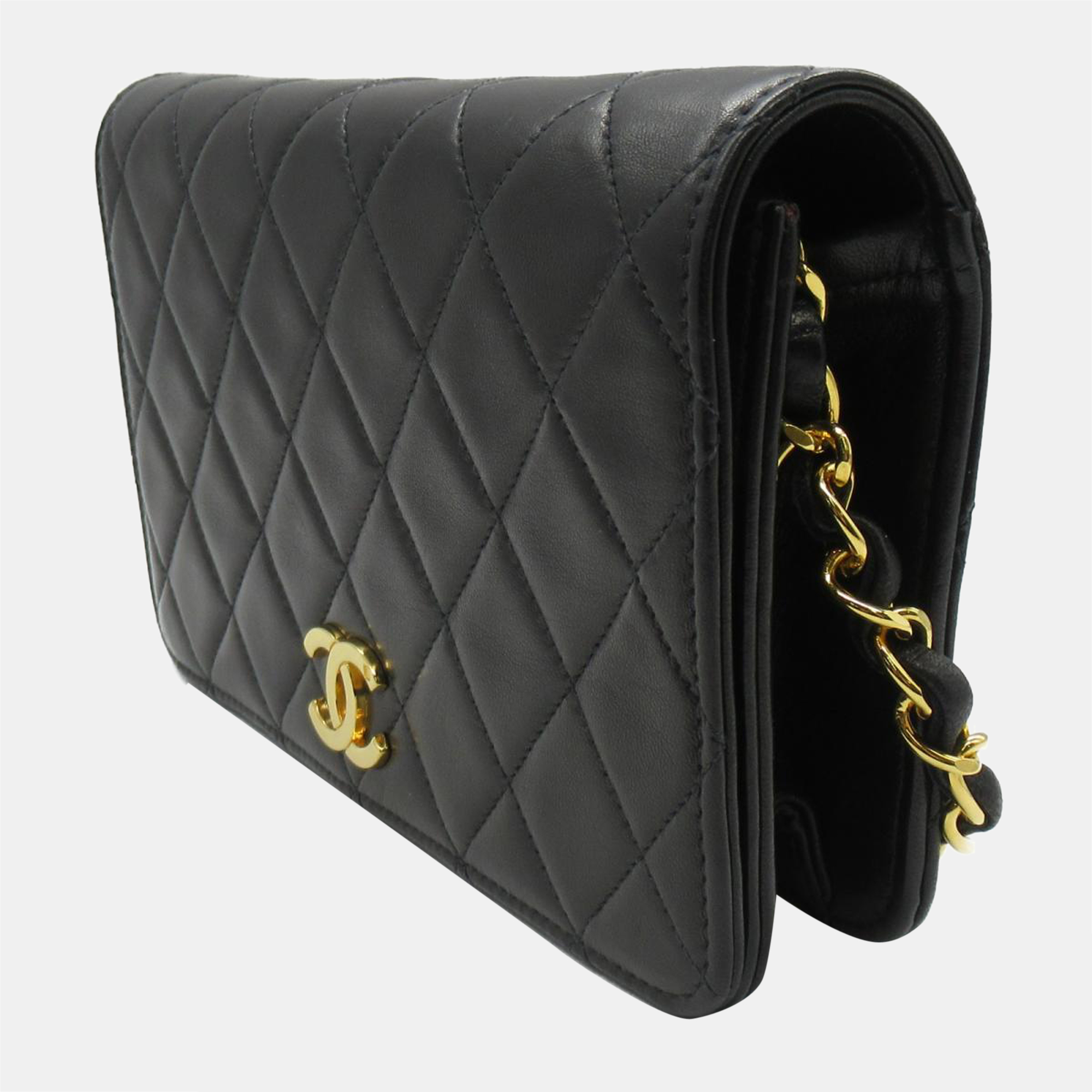 

Chanel Black Leather Quilted CC Full Flap Shoulder Bag
