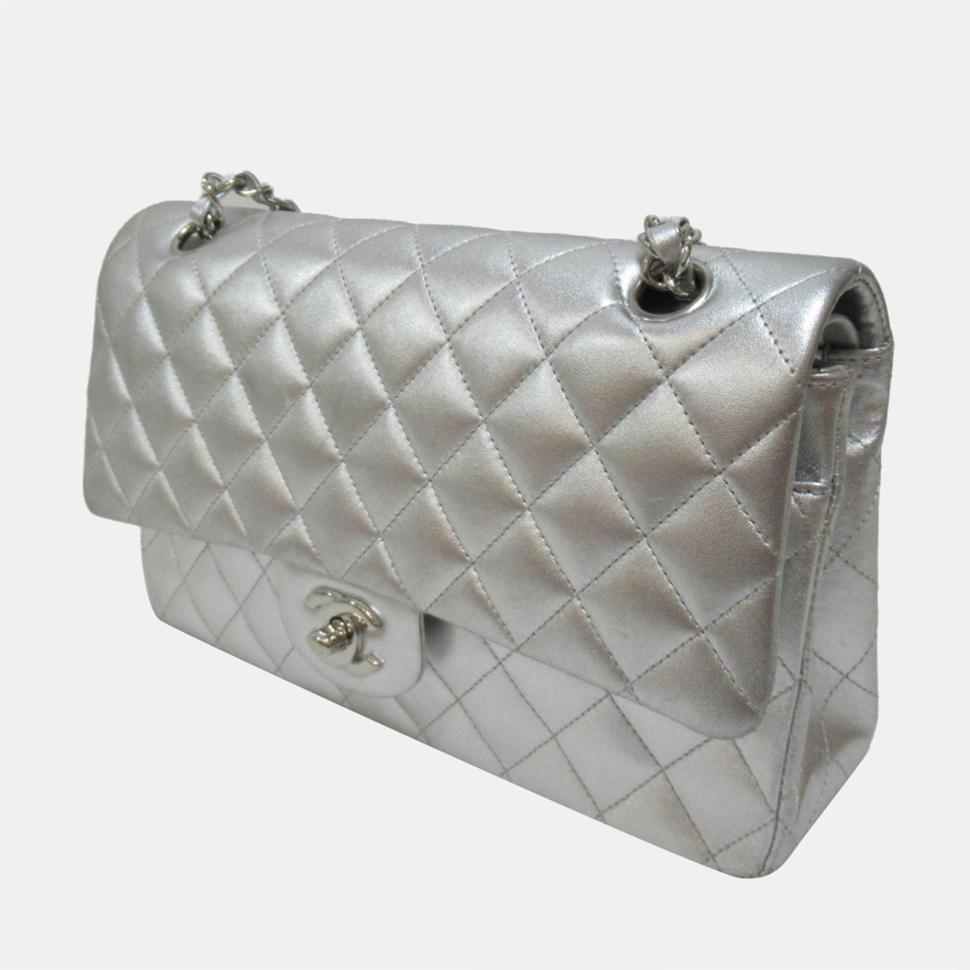 

Chanel Silver Animal skin Medium Classic Double Flap Bag