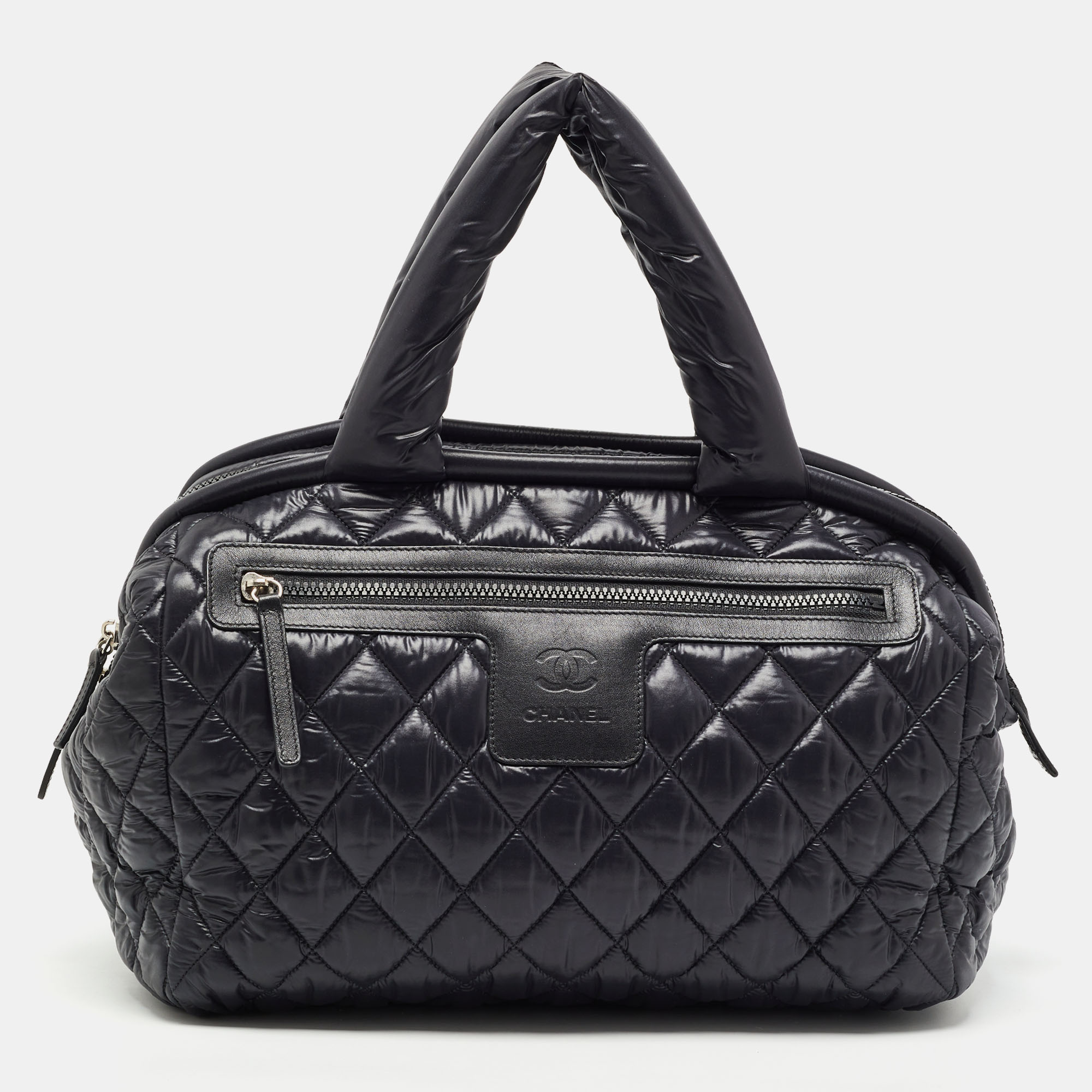 Pre Owned Chanel Black Quilted Nylon Coco Cocoon Bowler Bag