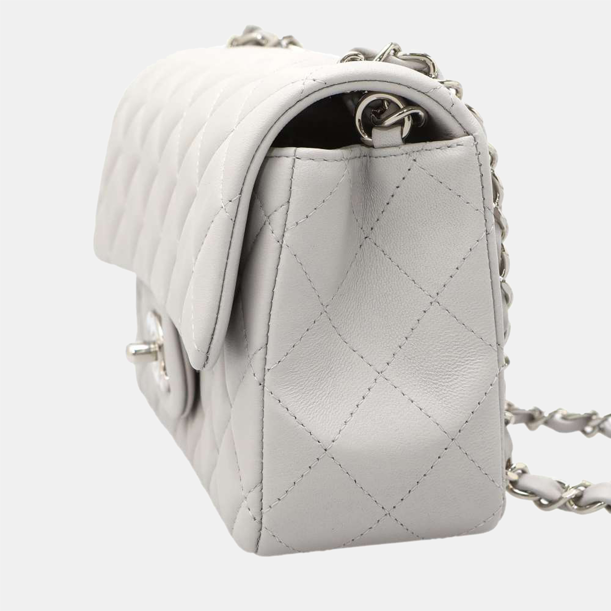 

Chanel Grey Lambskin Leather Rectangular Mini Classic Shoulder Bag