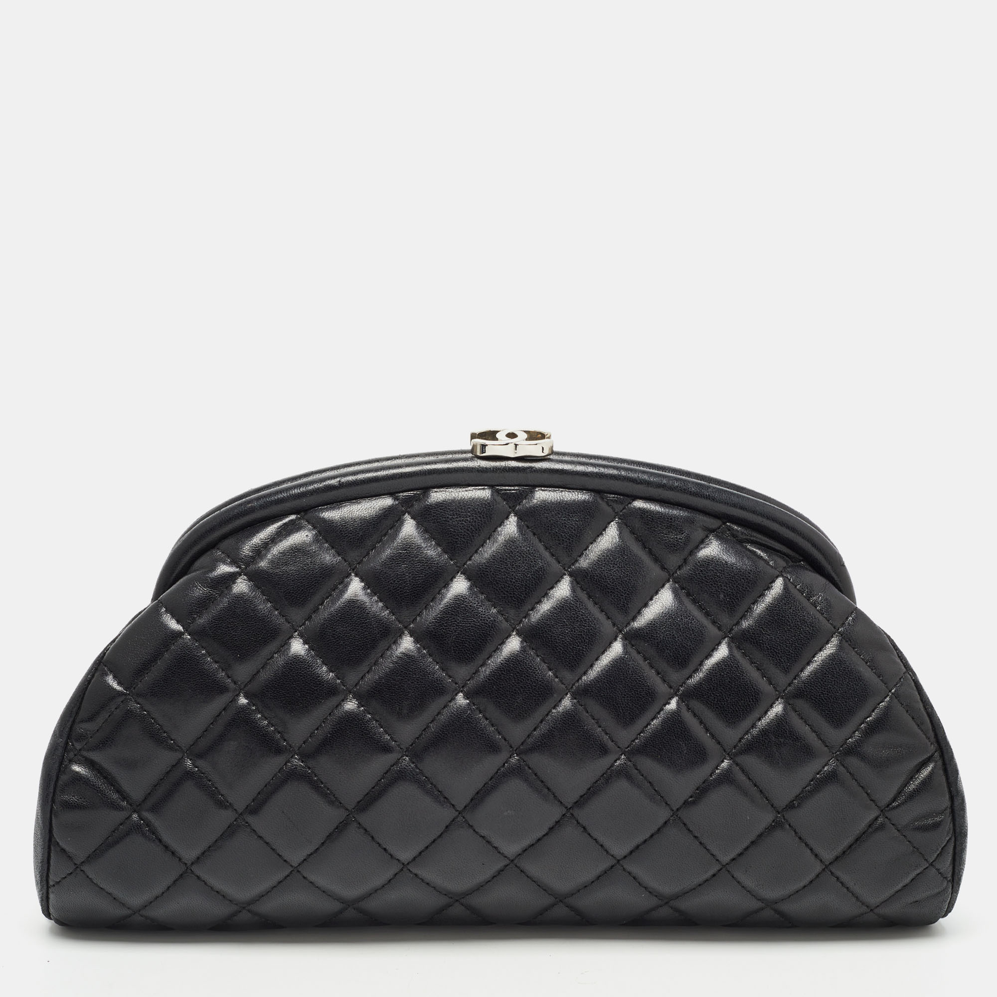 Pre Owned Chanel Black Quilted Leather Timeless Classic Clutch