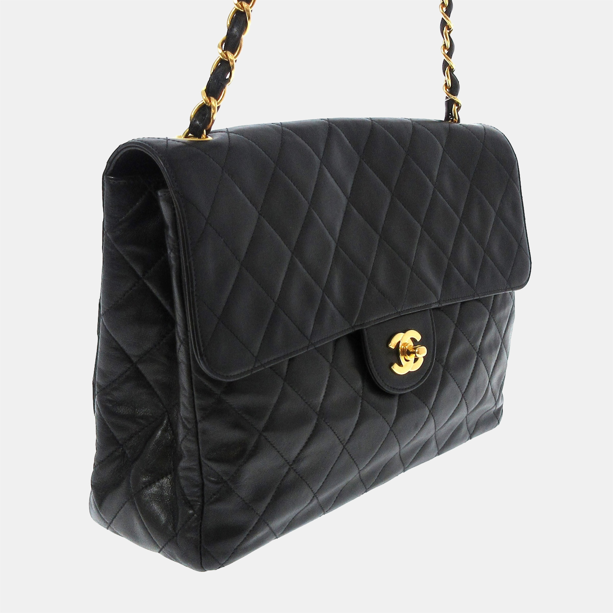 

Chanel Black Leather Vintage Classic Flap Bag