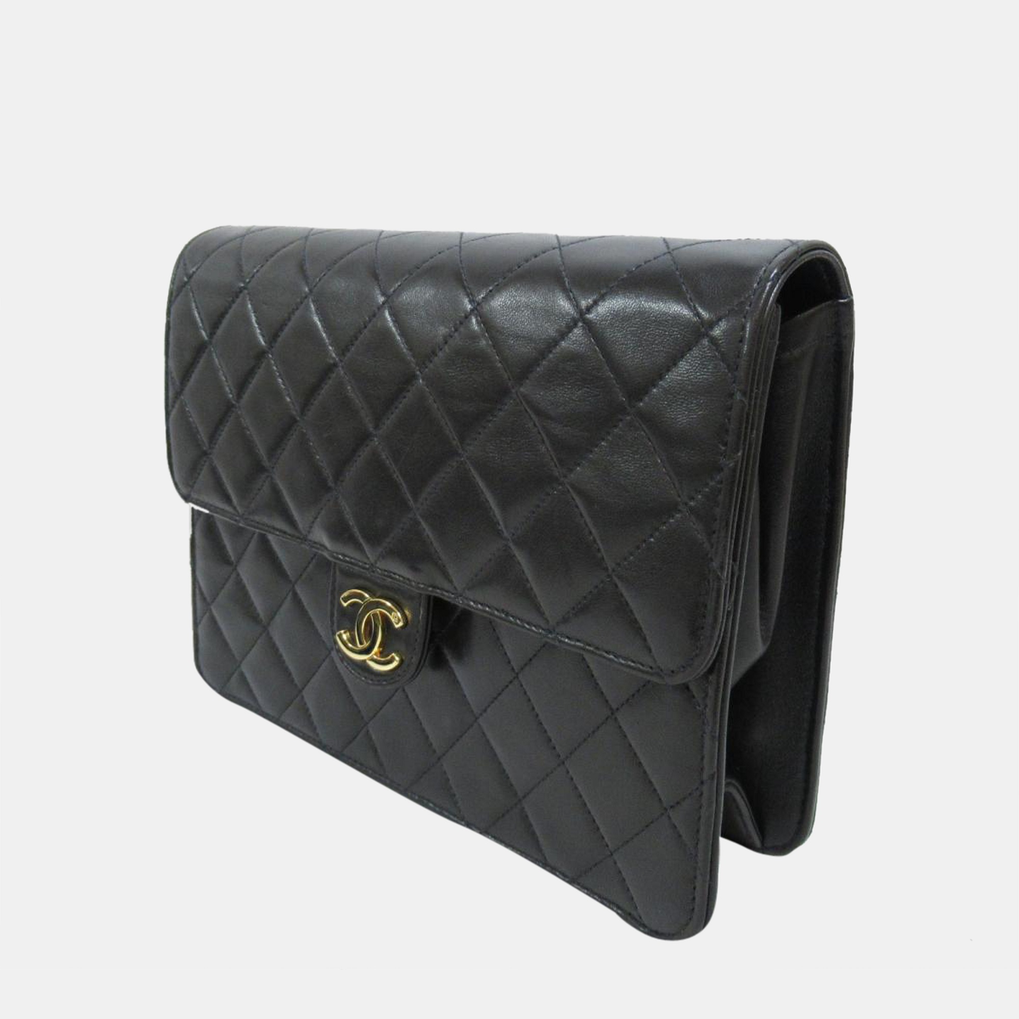

Chanel Black Leather Vintage Quilted CC Flap Bag Shoulder Bag