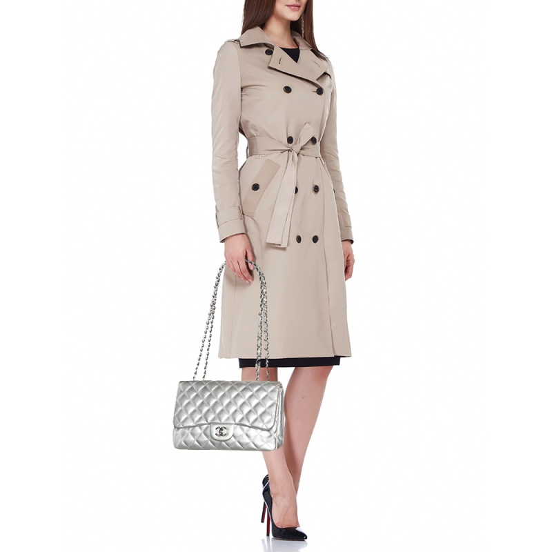 

Chanel Silver Quilted Leather Jumbo Classic Single Flap Bag