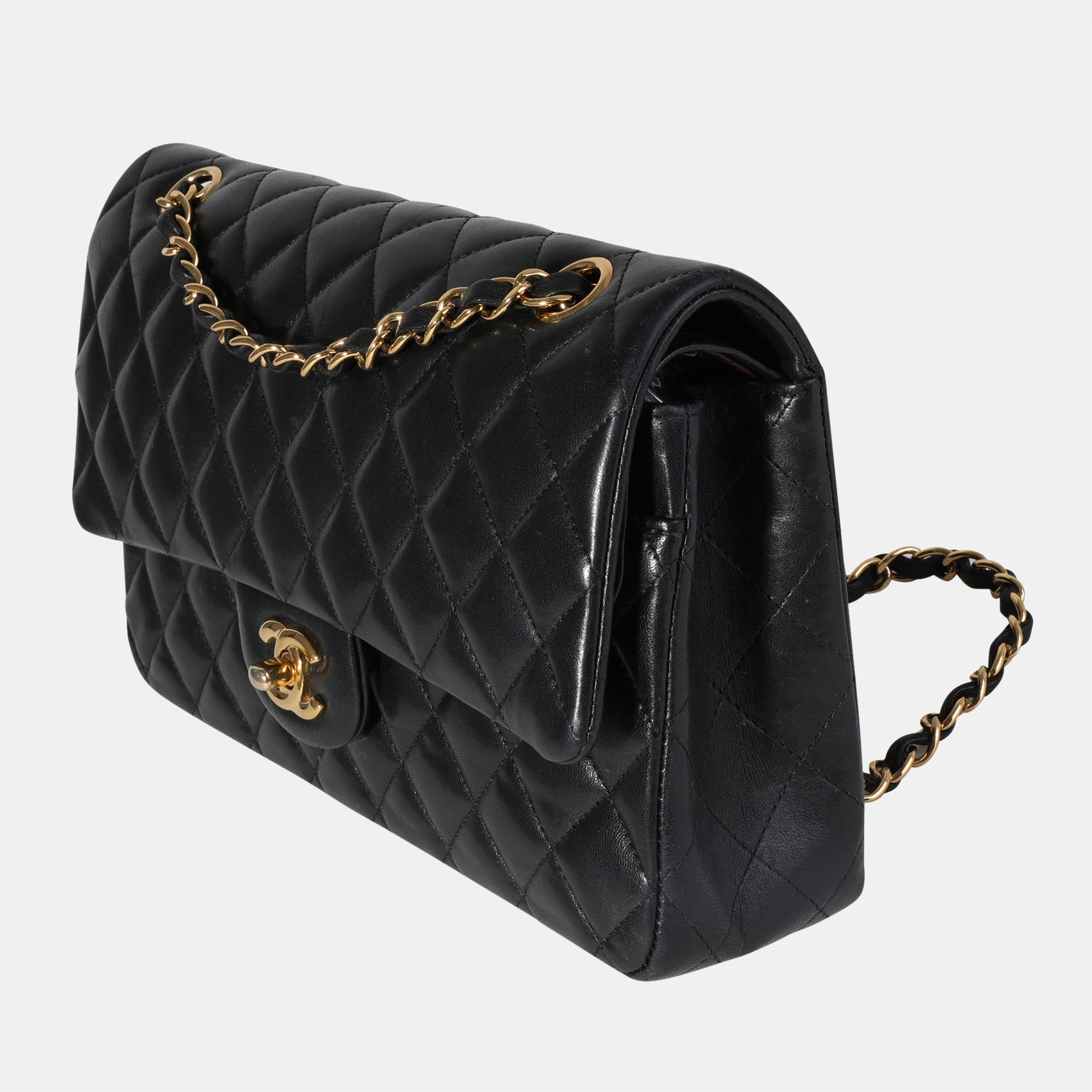 

Chanel Black Lambskin Leather  Classic Double Flap Shoulder Bags