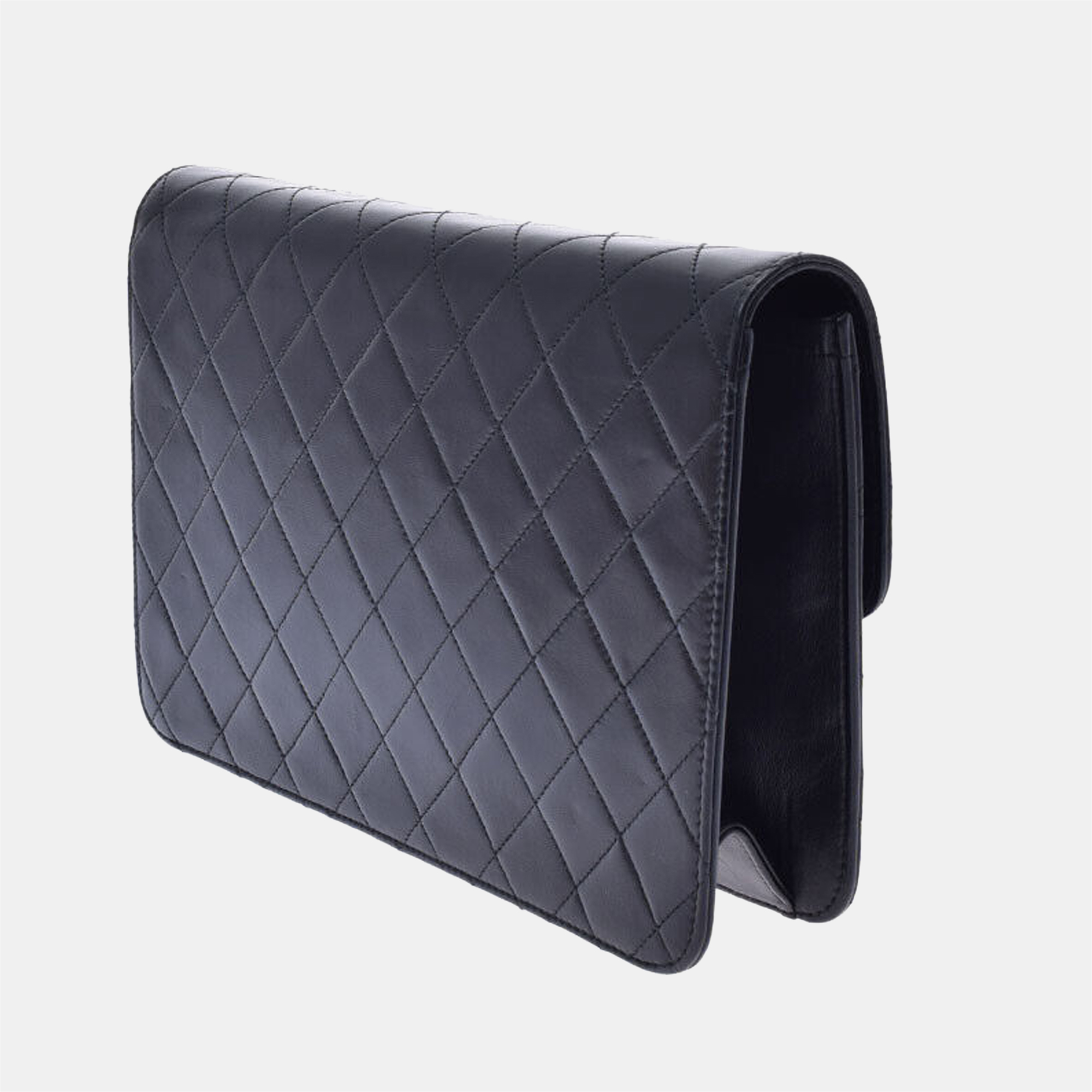 

Chanel Black Lambskin Leather Quilted CC Flap Shoulder Bag