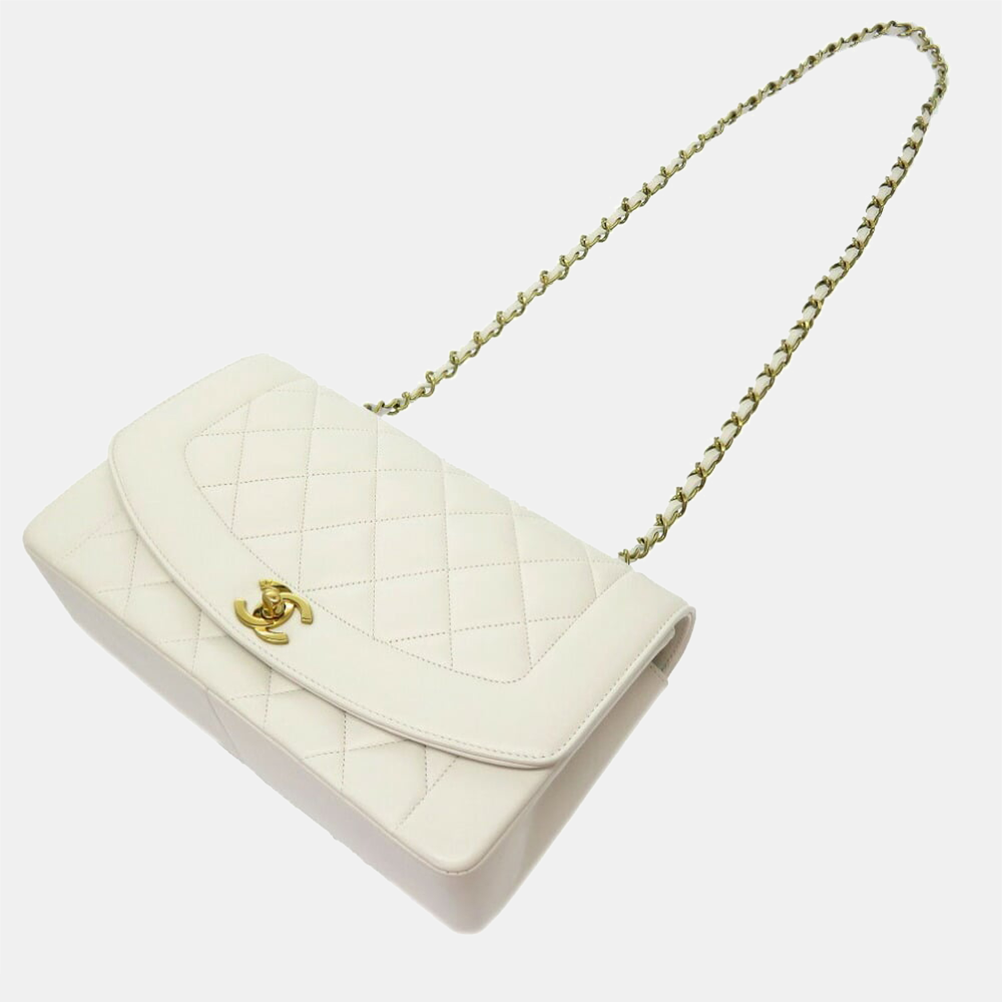 

Chanel White Leather vintage Diana Flap Bag