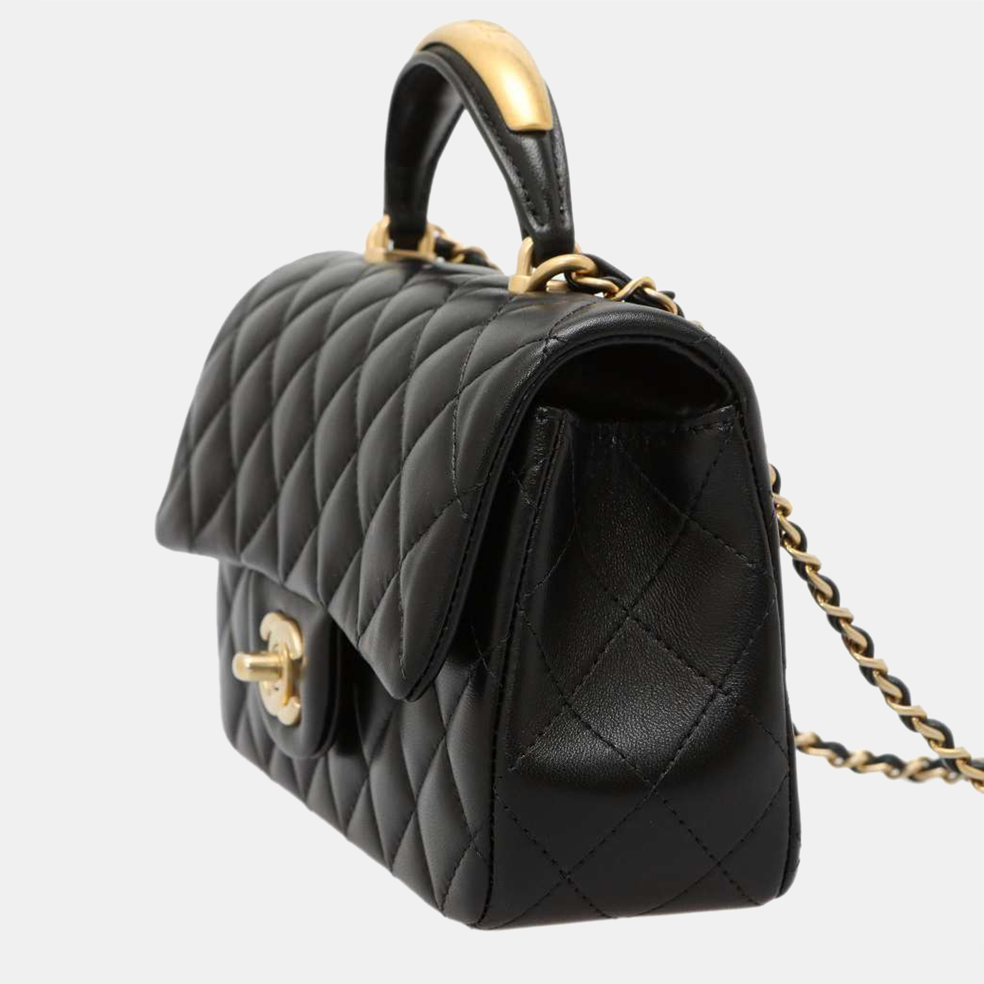 

Chanel Black Lambskin Top Handle Mini Flap Bag