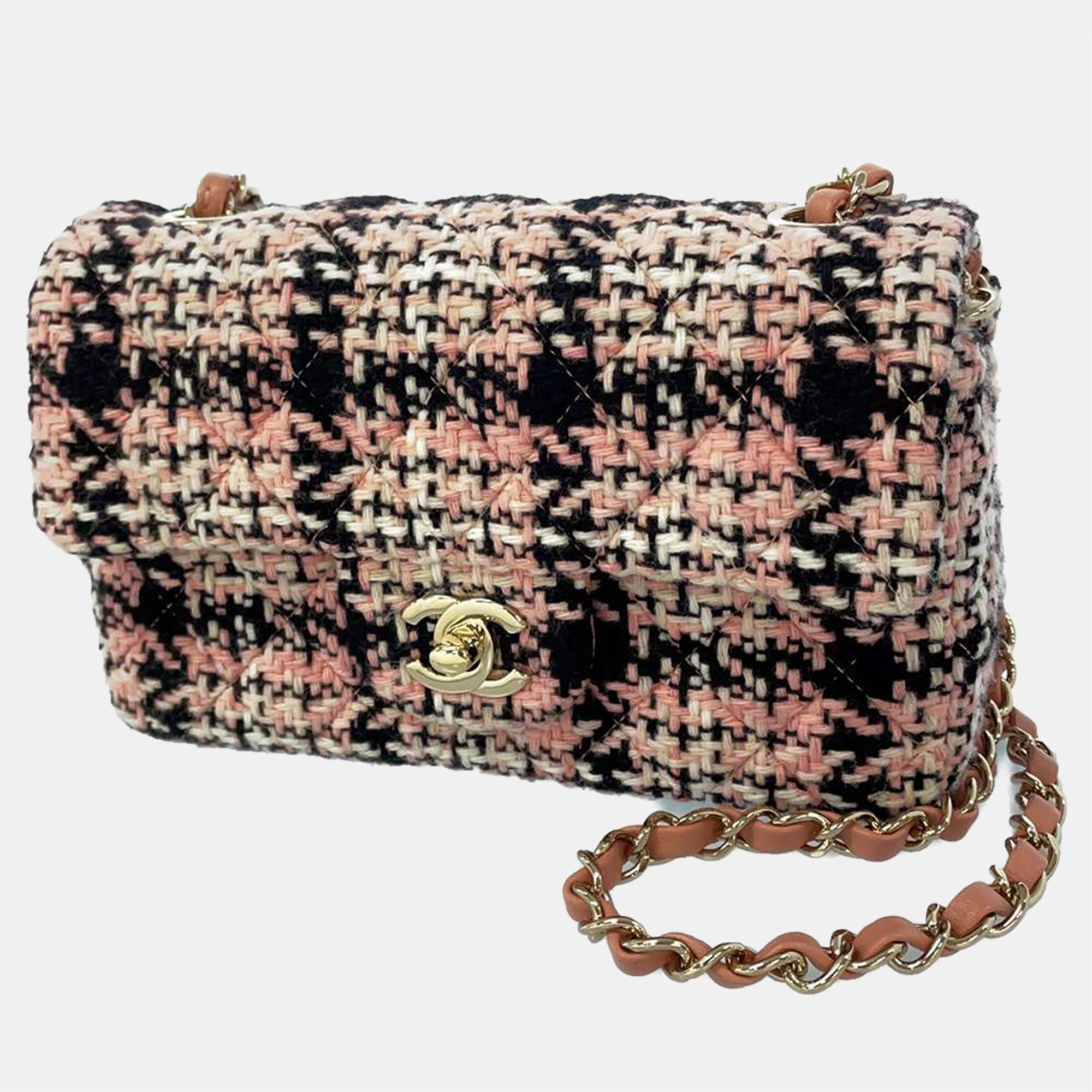 Chanel Pink and Green Tweed Classic Flap Bag – House of Carver