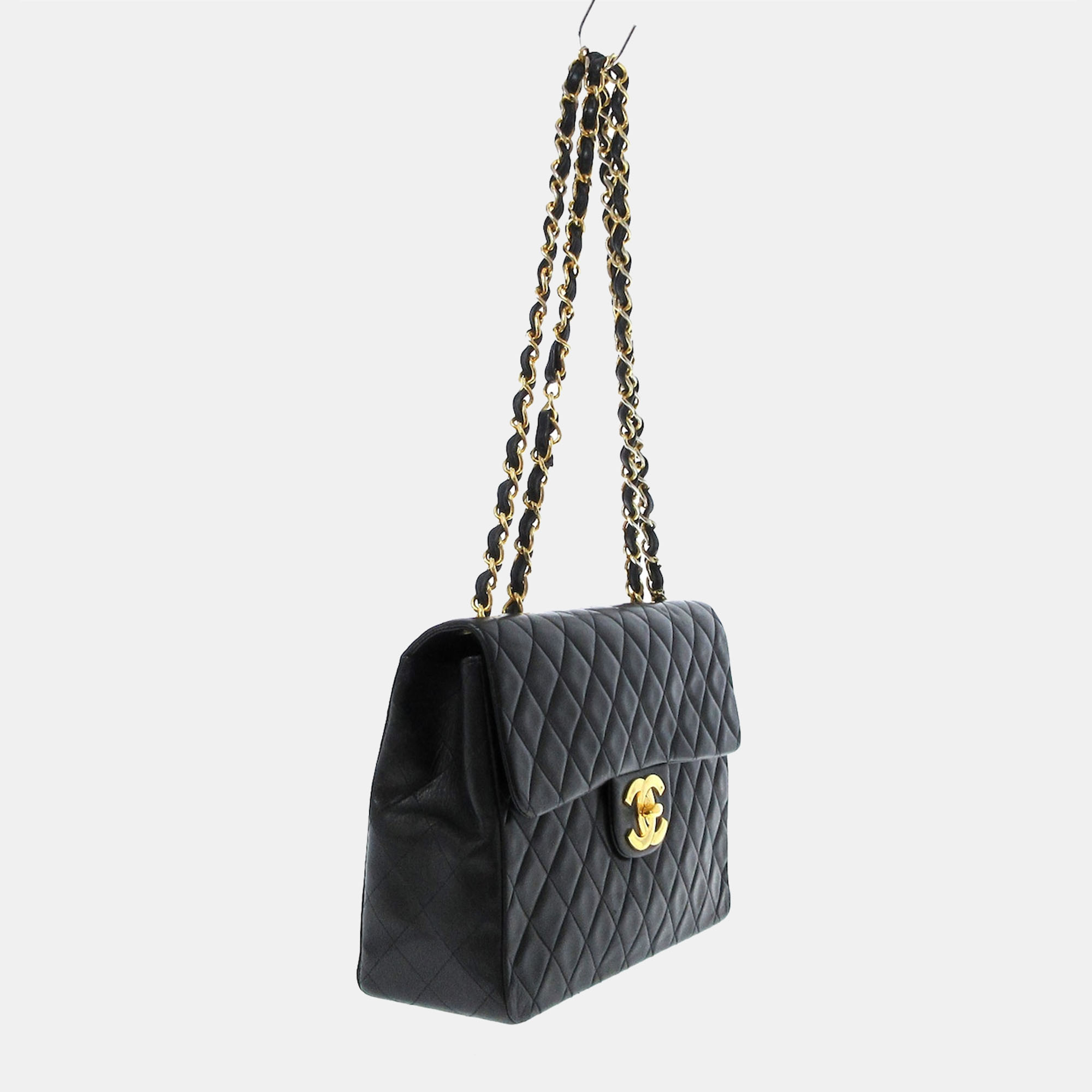 

Chanel Black Quilted Lambskin Leather Maxi Classic Single Flap Bag