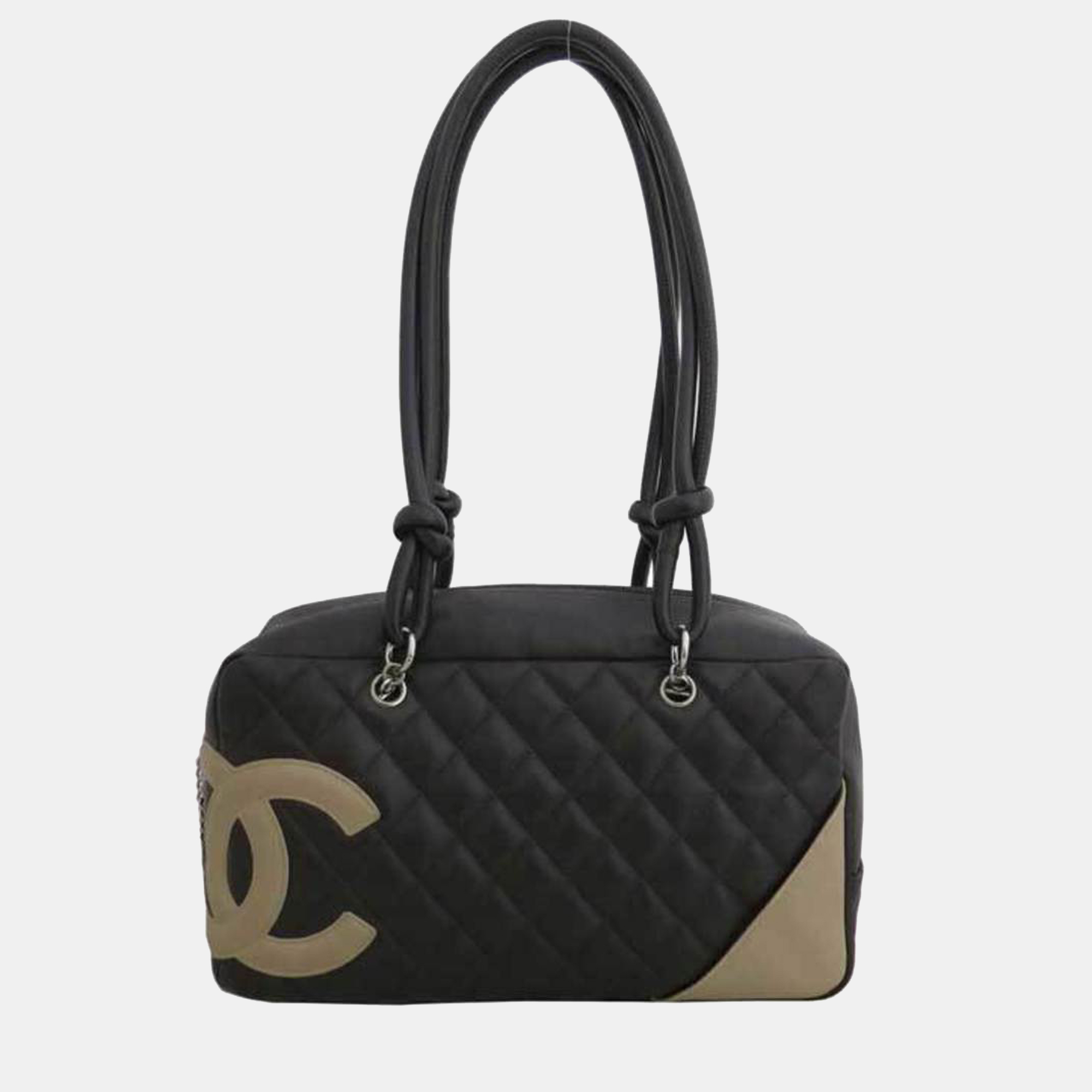Pre Owned Chanel Black Leather Cambon Line Shoulder Bag 