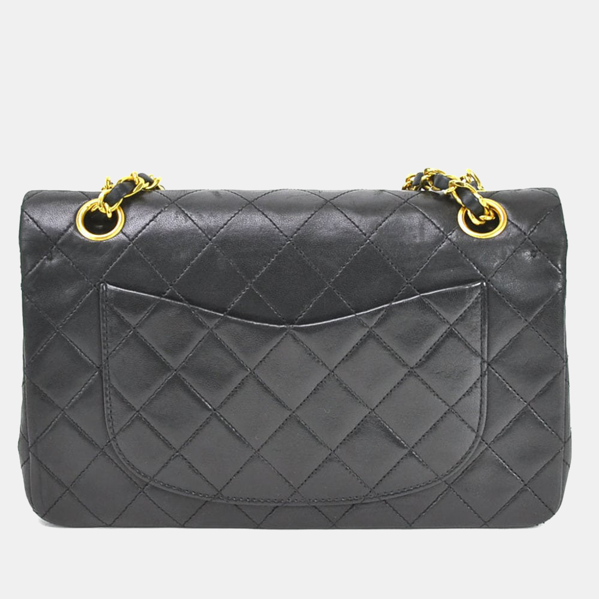 

Chanel Black Lambskin Leather Double Flap Bag