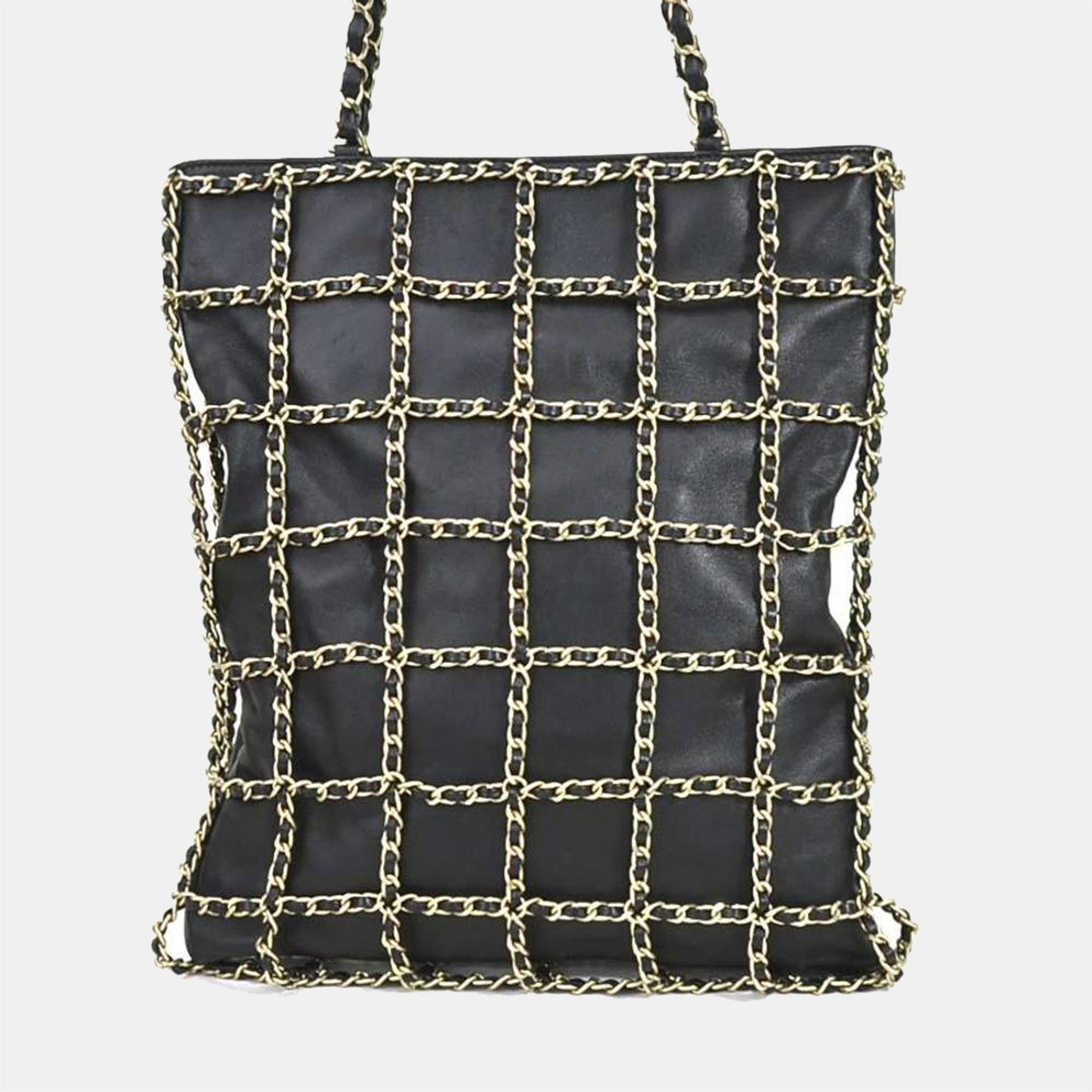

Chanel Black Leather Shopping Chain Tote Bag
