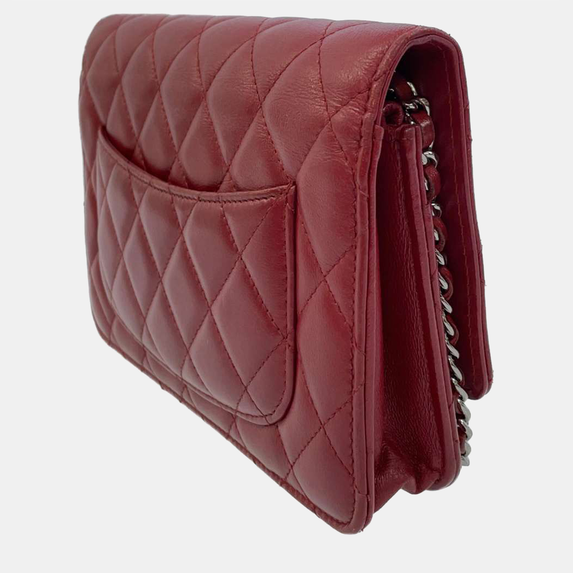 

Chanel Red Lambskin Classic Wallet On Chain
