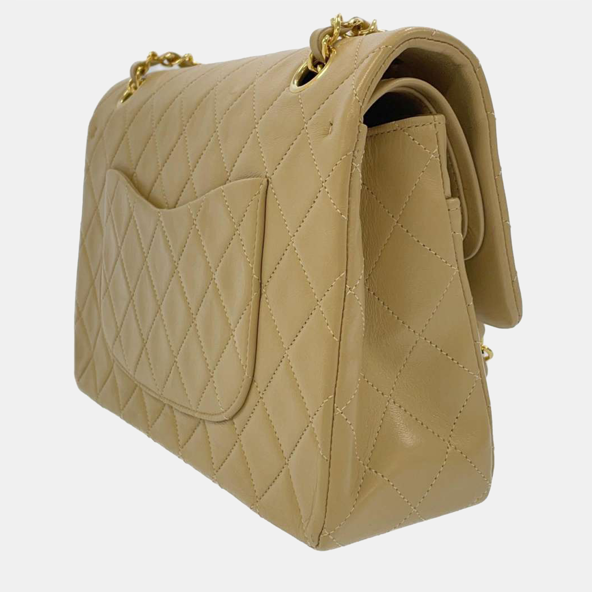 

Chanel Beige Lambskin Leather  Classic Double Flap Bag