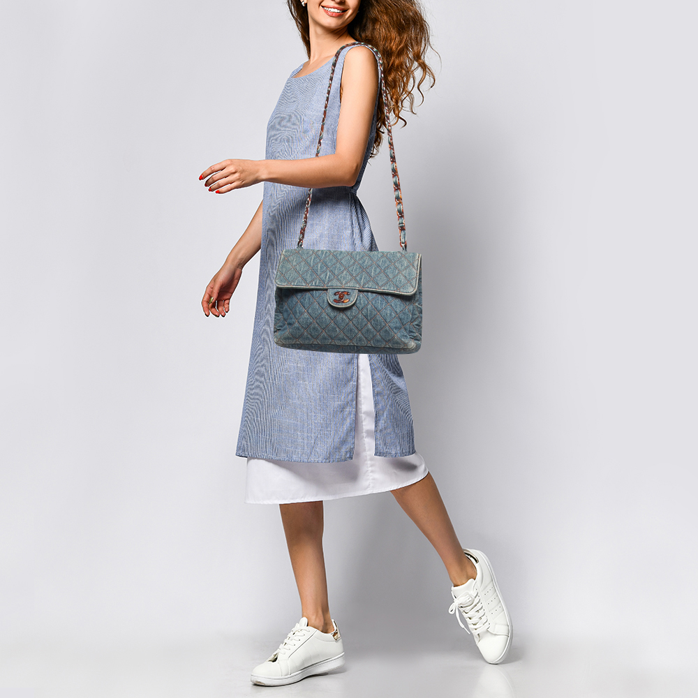 

Chanel Blue Quilted Denim Classic Flap Bag