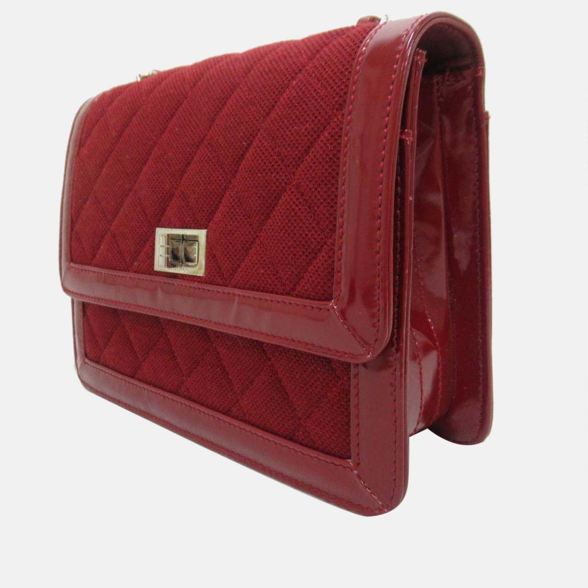 

Chanel Red Canvas Reissue Quilted Canvas & Patent Leather Flap Bag