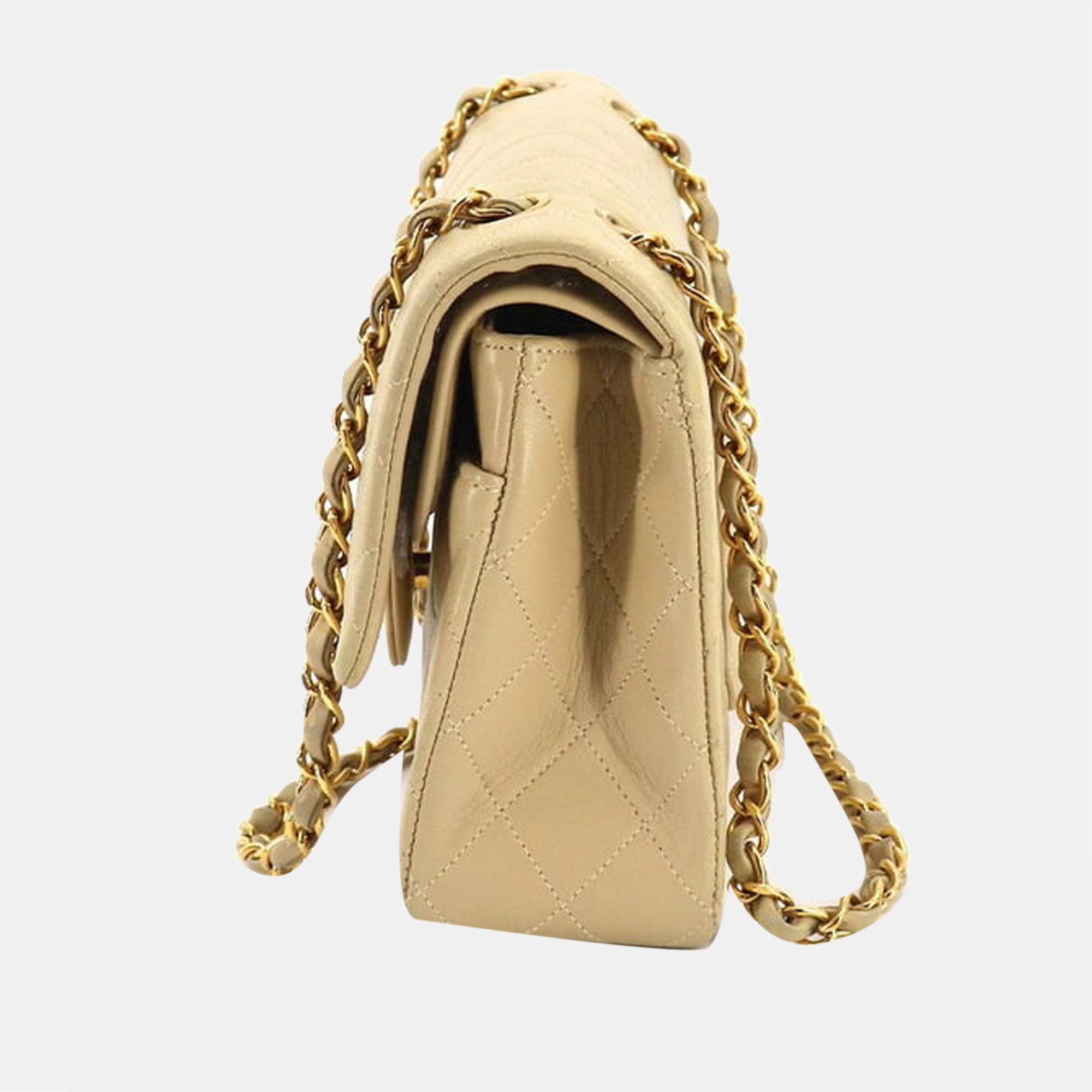 

Chanel Beige Leather  Classic Double Flap Shoulder Bag