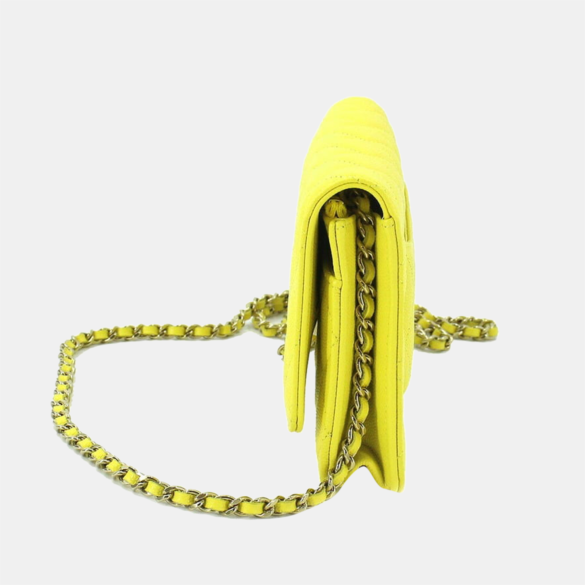 

Chanel Yellow Caviar Leather CC Flap Wallet On Chain Bag