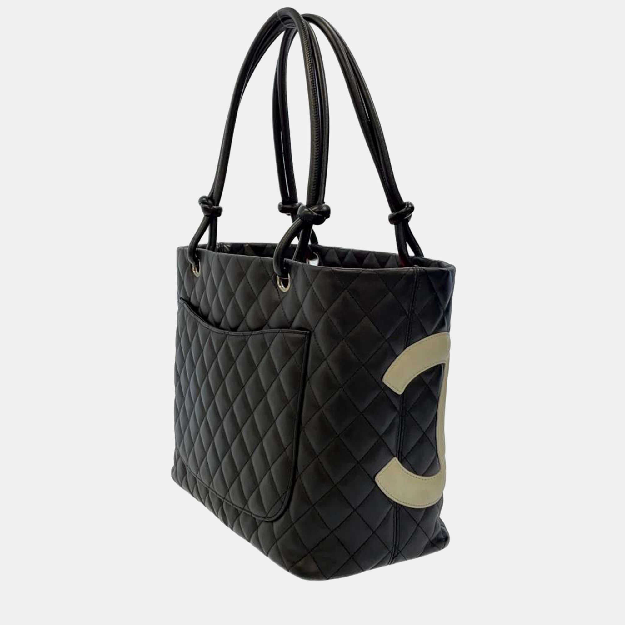 

Chanel Black Lambskin Leather CC Cambon line tote bag