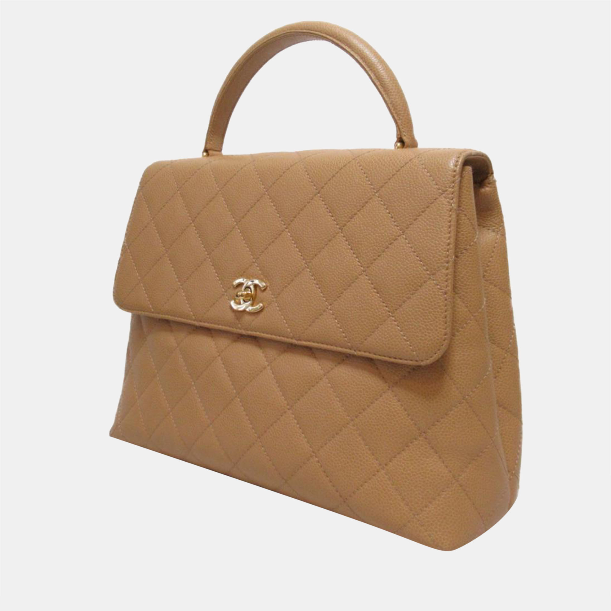 

Chanel Beige Caviar Leather CC Quilted Kelly Handbag