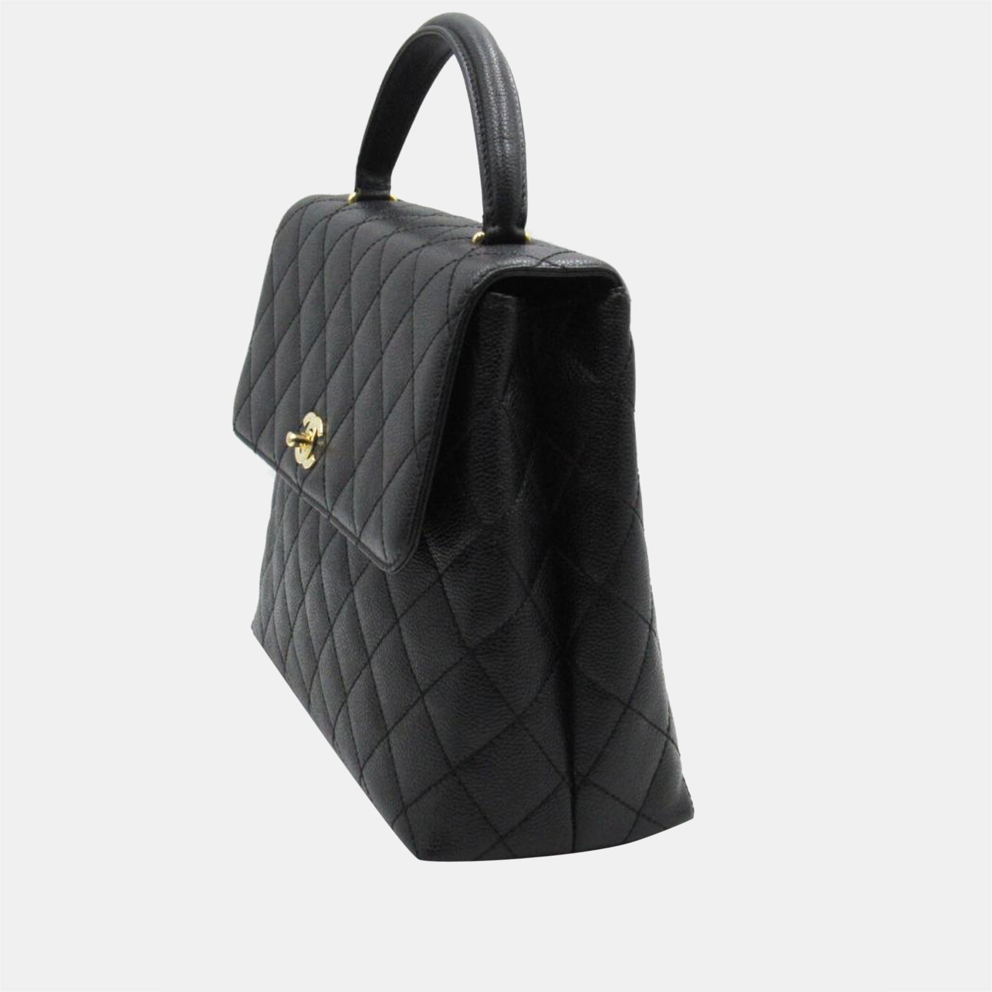

Chanel Black Caviar Leather Kelly Handbag