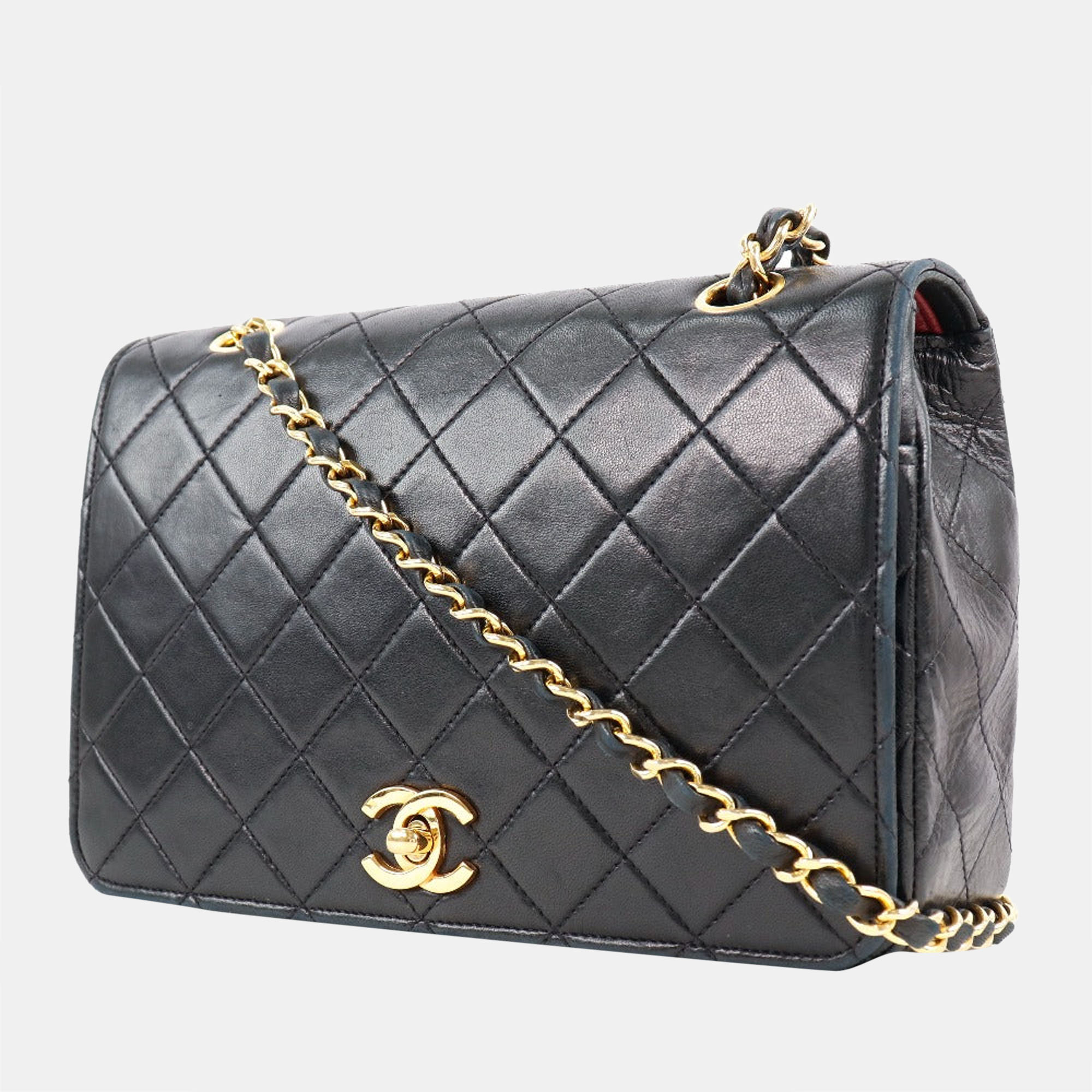 

Chanel Black Leather Full Flap Bag Shoulder Bag