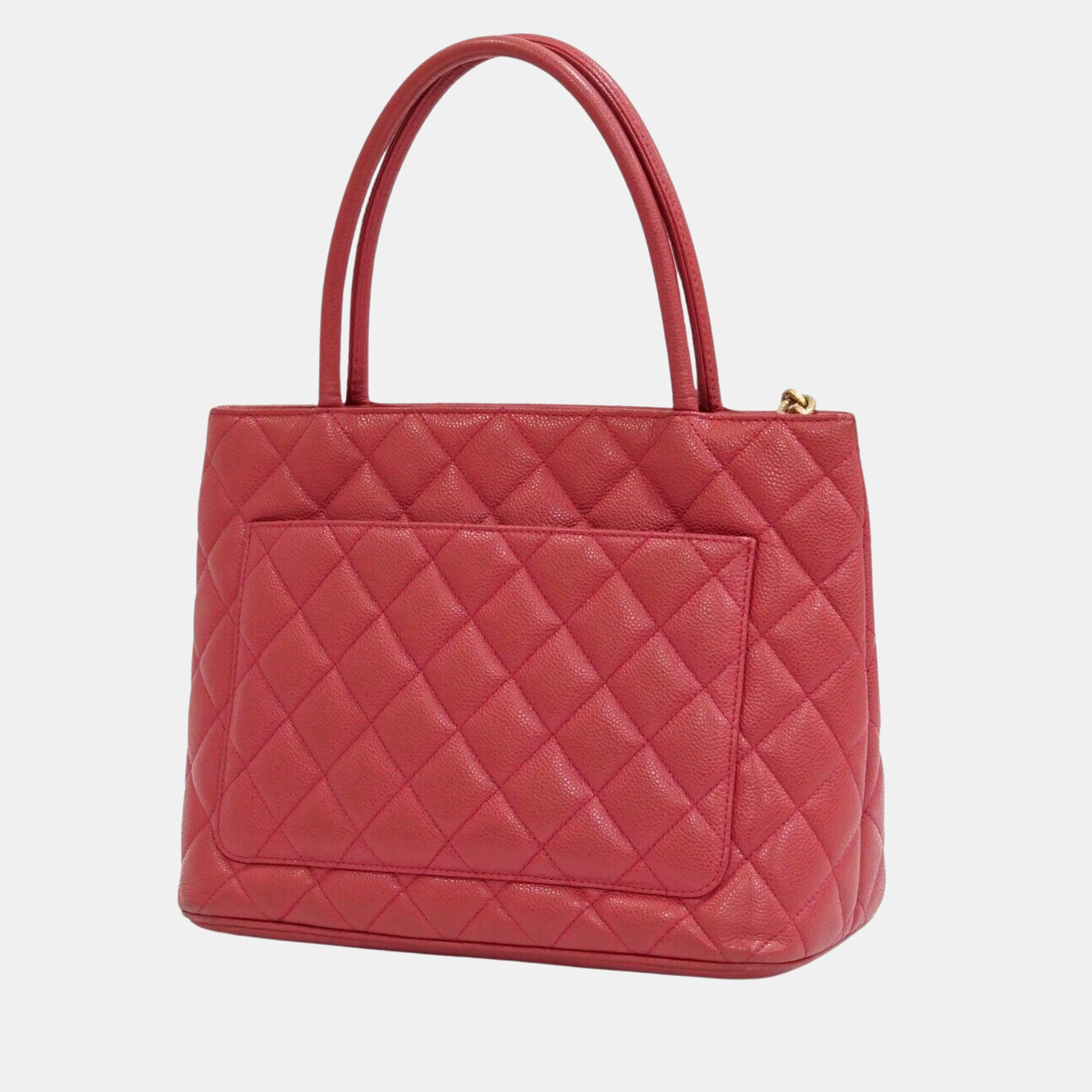 

Chanel Red Caviar Leather Medallion Tote Bag