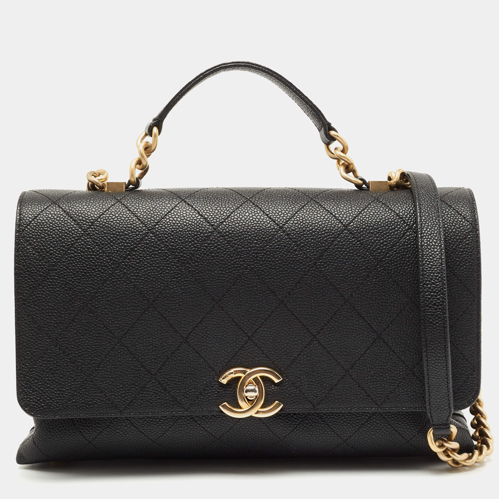 Click to view more detailed imagery on our partner's website Pre-owned Chanel Black Caviar Leather Medium Chic Affinity Flap Shoulder Bag