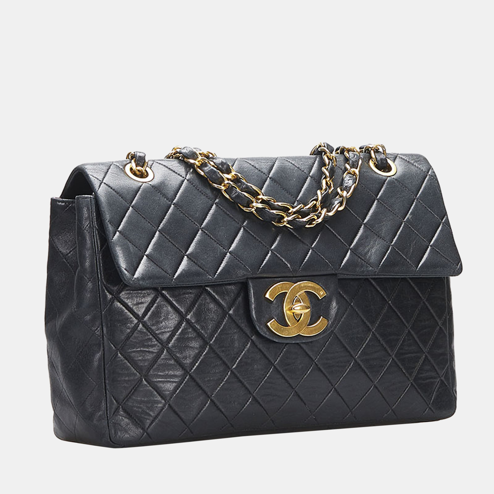 

Chanel Black Leather Classic Maxi Single Flap Bag