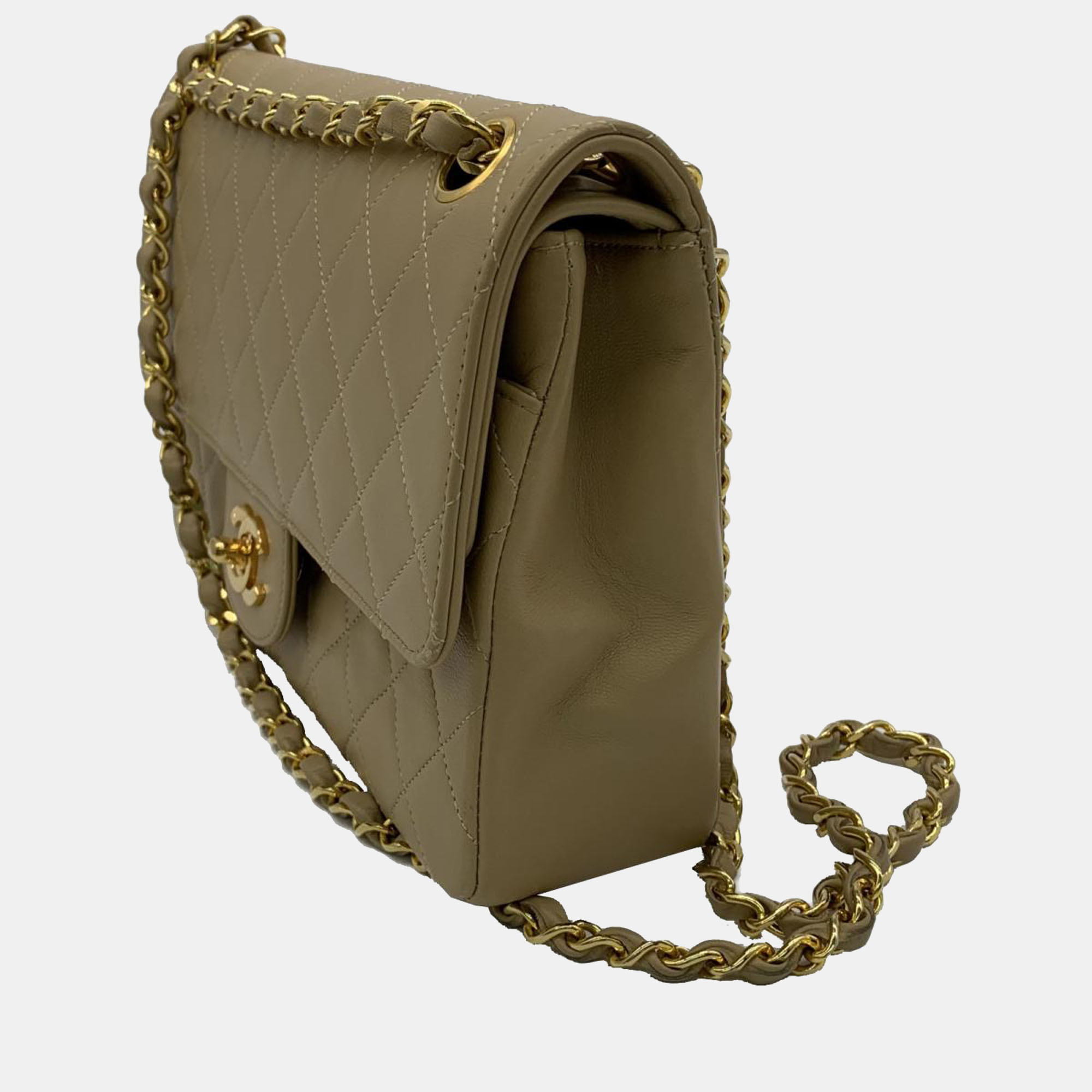 

Chanel Beige Leather Classic Double Flap Medium Shoulder Bag