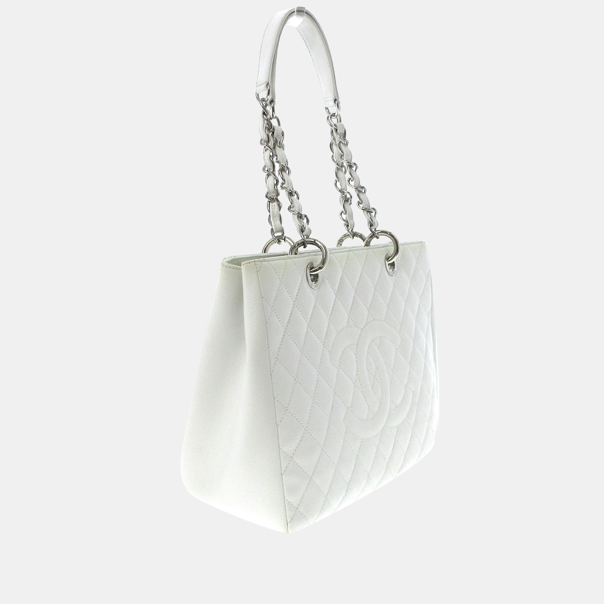 

Chanel White Leather CC Tote Bag