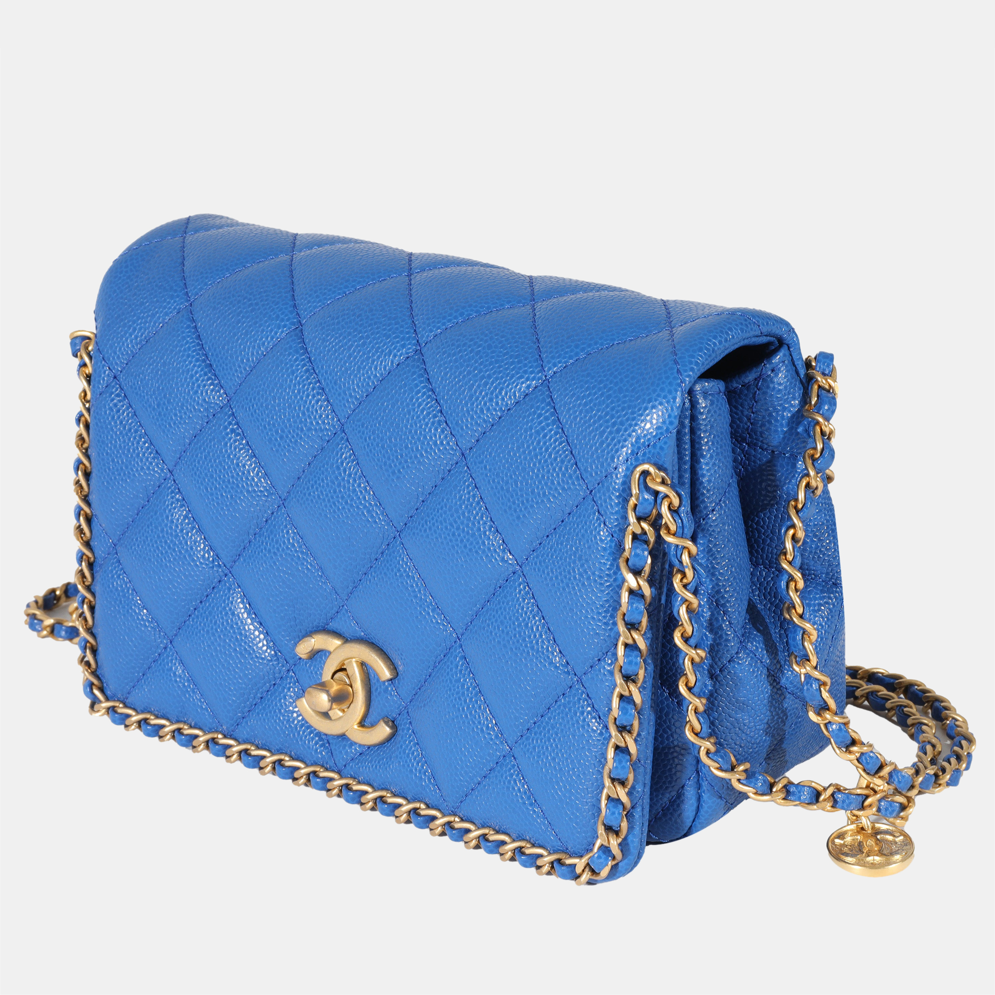 

Chanel Blue Caviar Leather 22B Chain Around Flap Bag