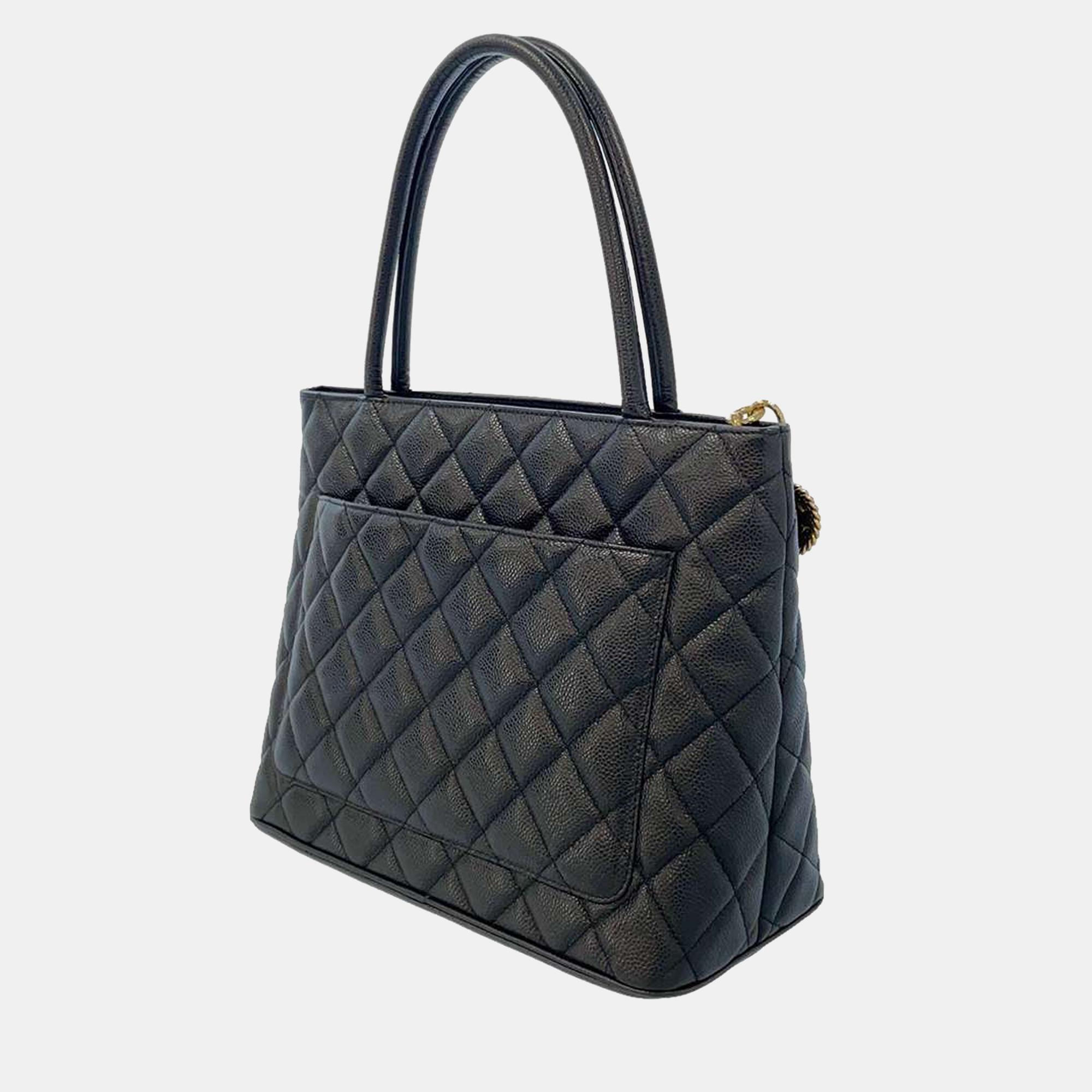 

Chanel Black Caviar Leather Medallion Tote Bag