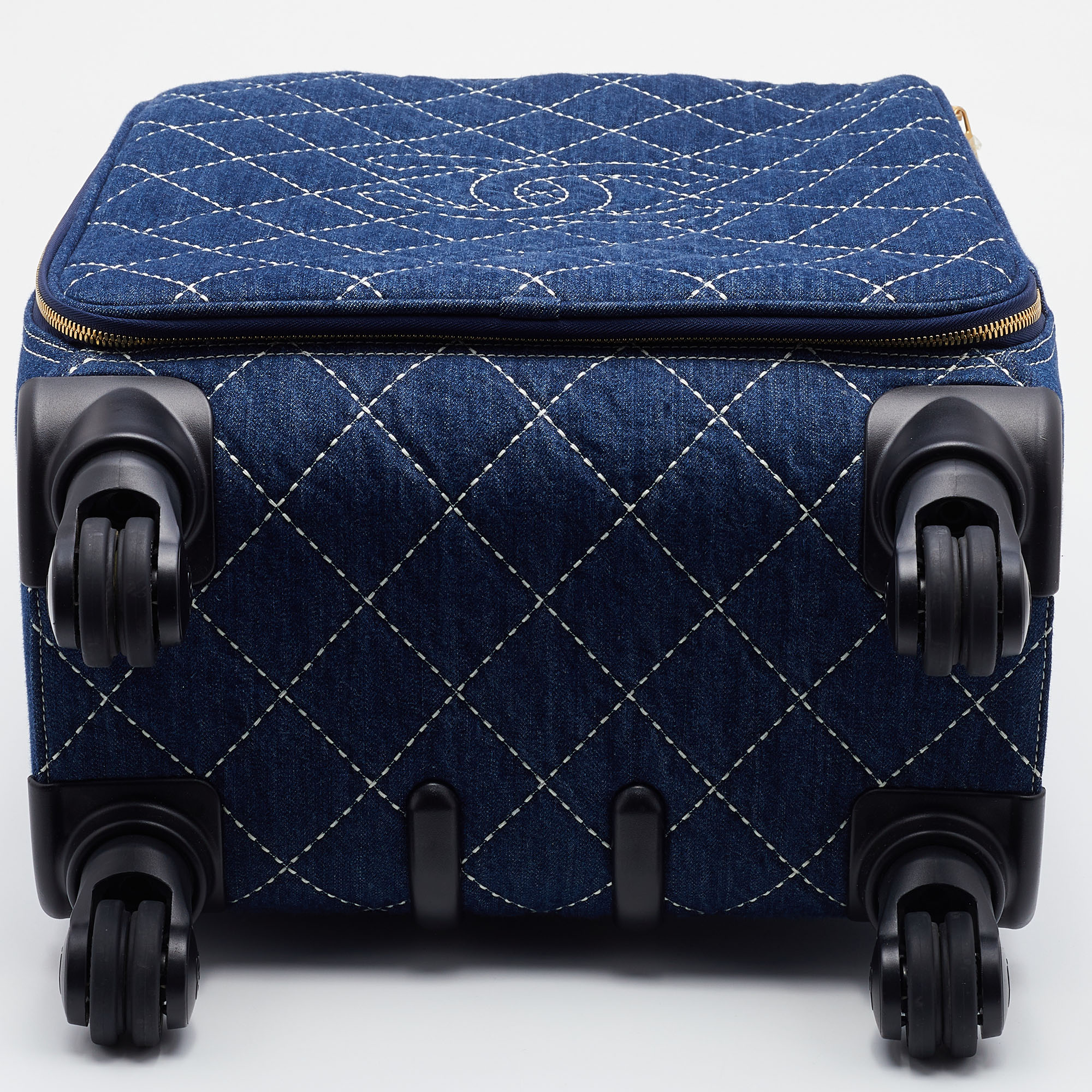 Chanel Blue Quilted Denim and Leather Coco Case Trolley Chanel
