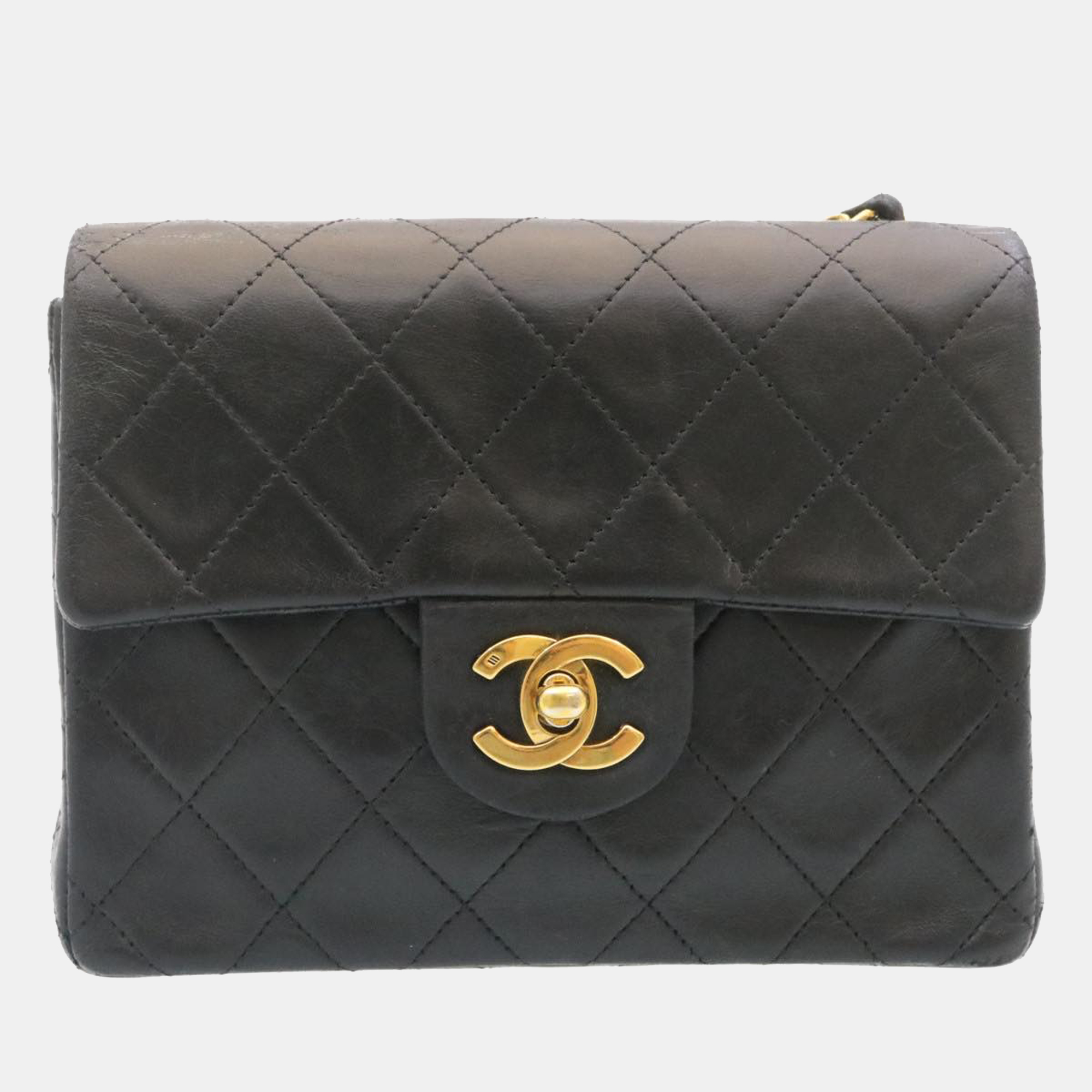 Pre-owned Chanel Black Leather Square Mini Flap Bag