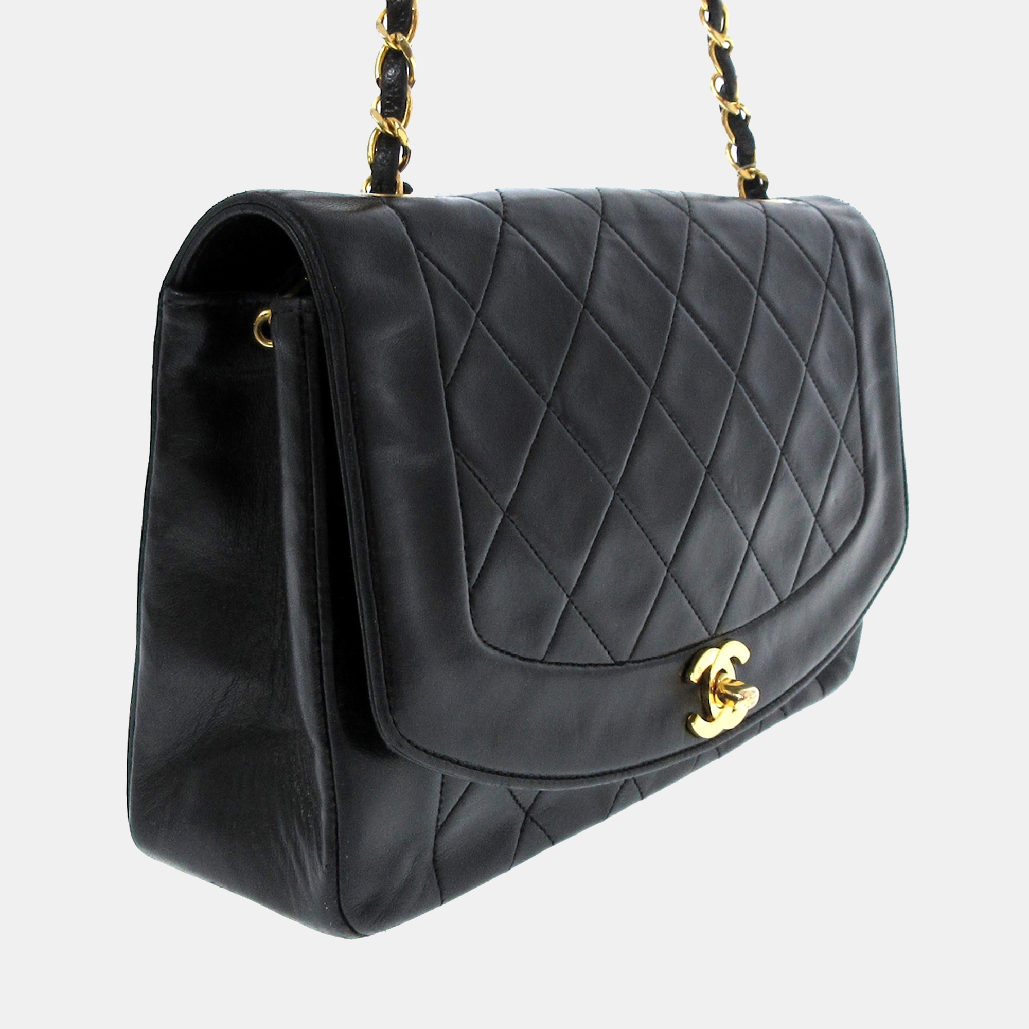 

Chanel Black Leather Diana Flap Bag