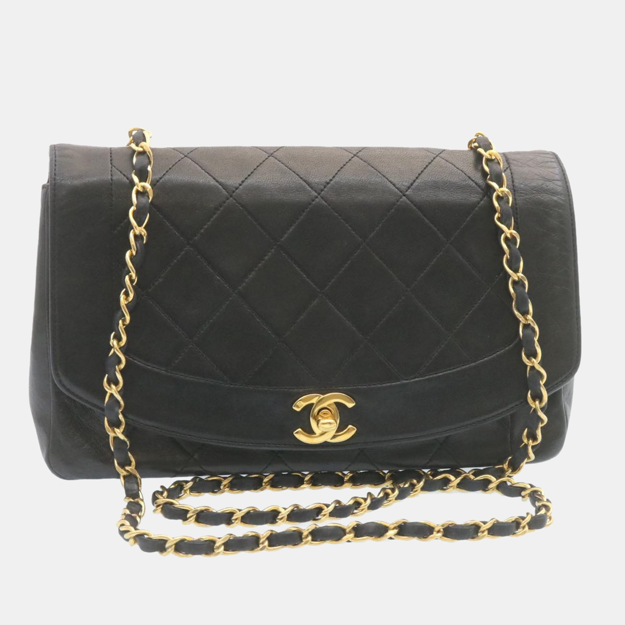 Pre-owned Chanel Black Leather Diana Flap Bag