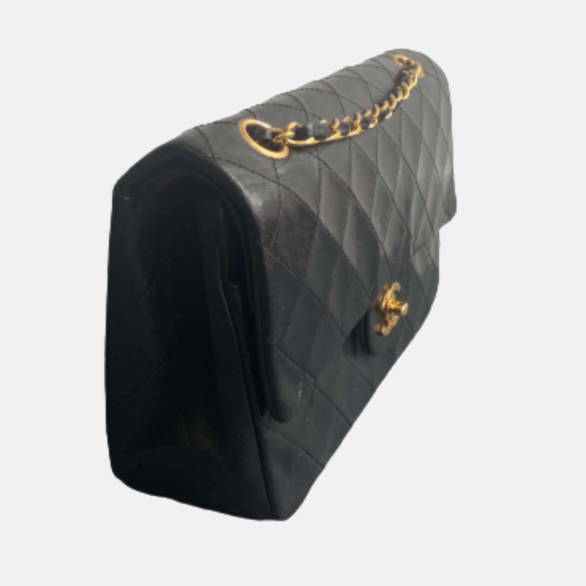 

Chanel Black Lambskin Leather Classic Double Flap Bag