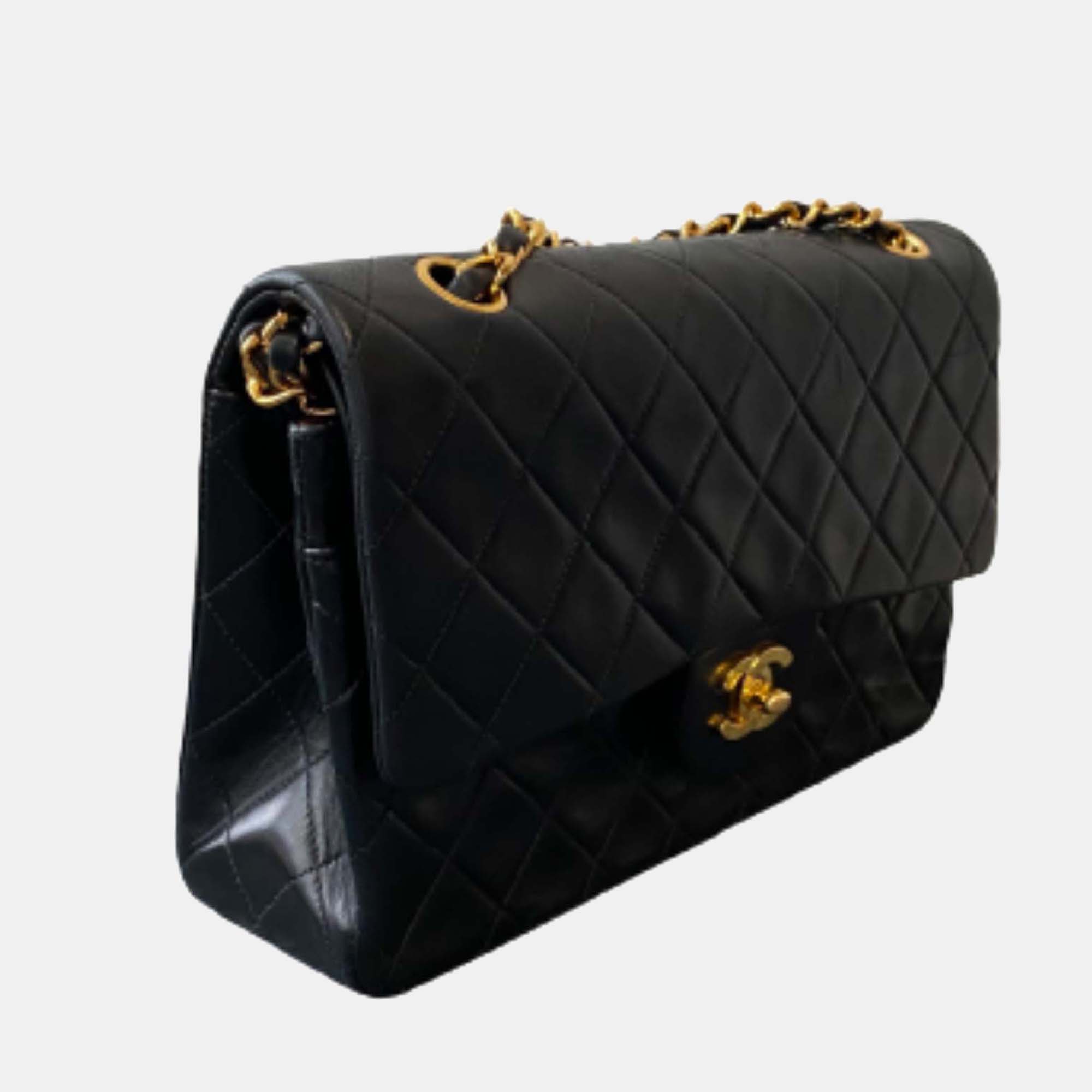 

Chanel Black Lambskin Leather Classic Double Flap Bag