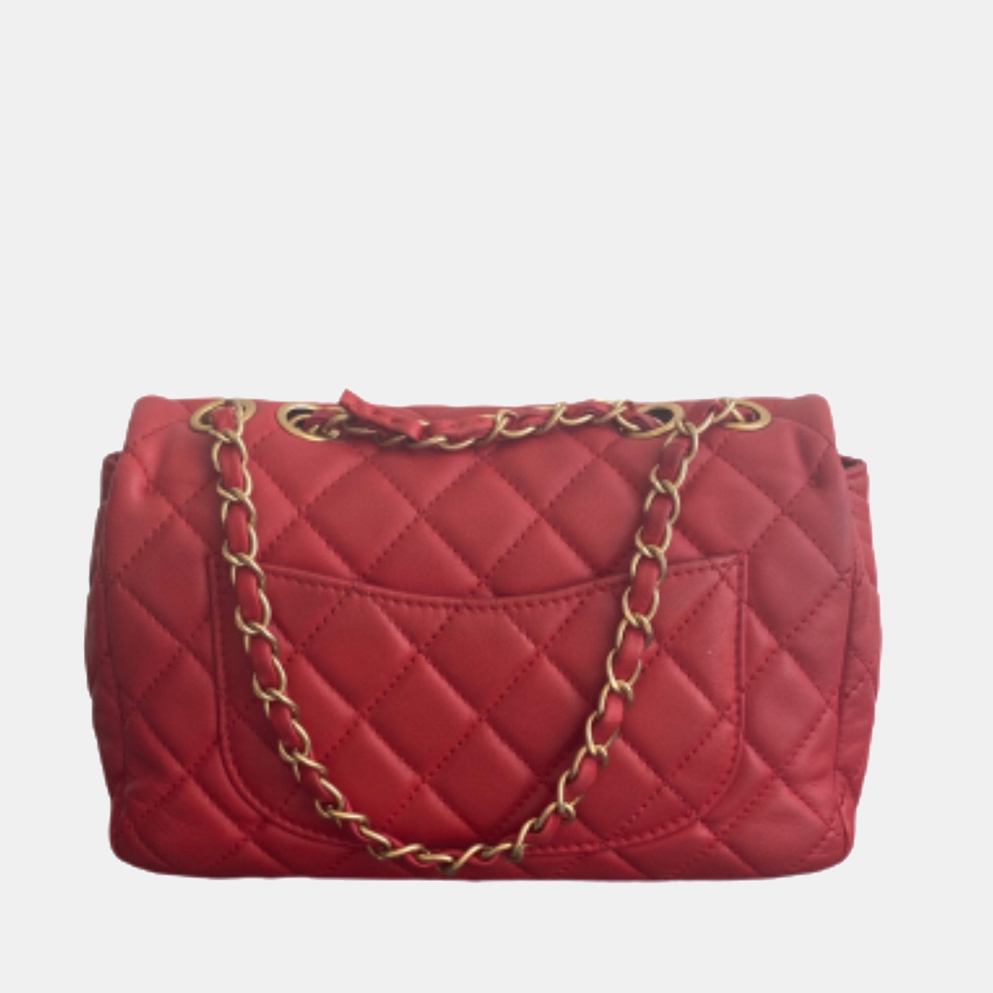 

Chanel Red Leather cc shoulder flap bag