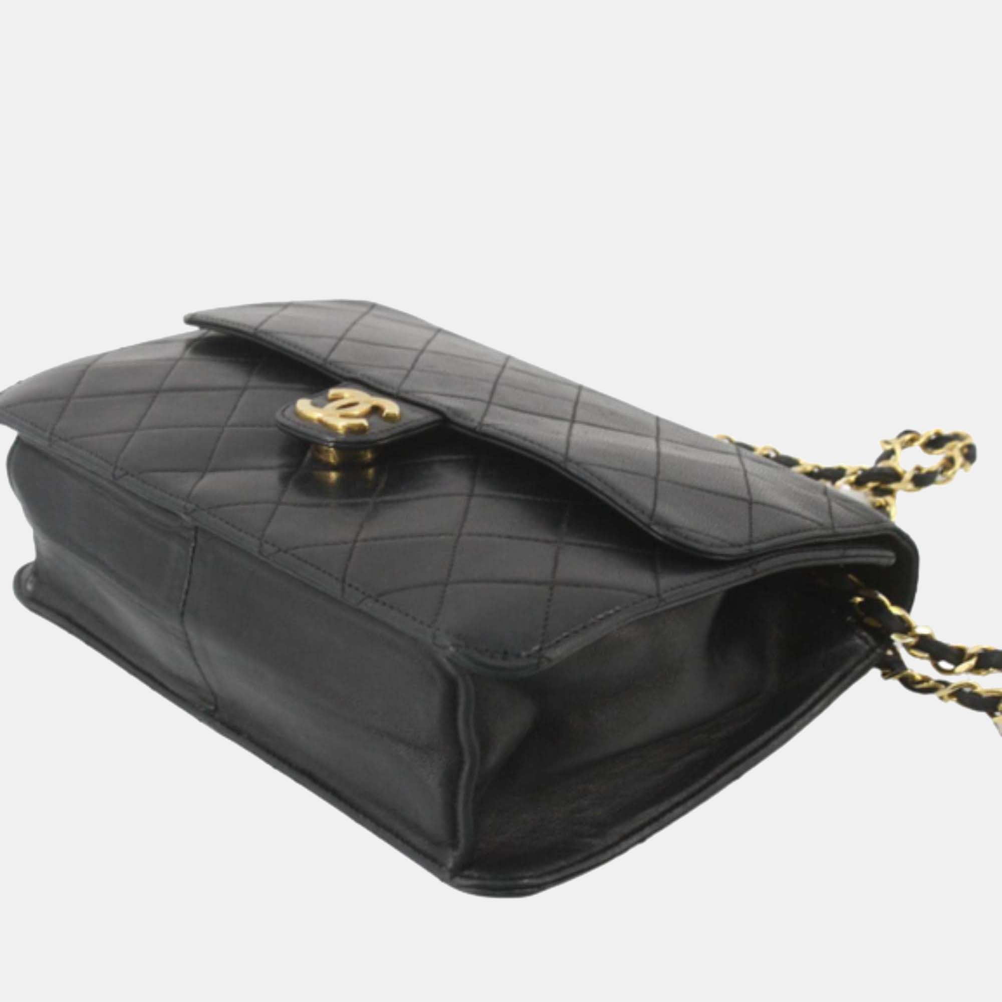

Chanel Black Leather Vintage Flap Bag